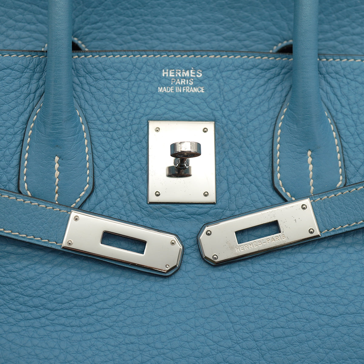 HERMES BIRKIN 35 BLUE JEAN TAURILLON CLEMENCE HAND BAG 2003 SQUARE G PALLADIUM HARDWARE 90332913