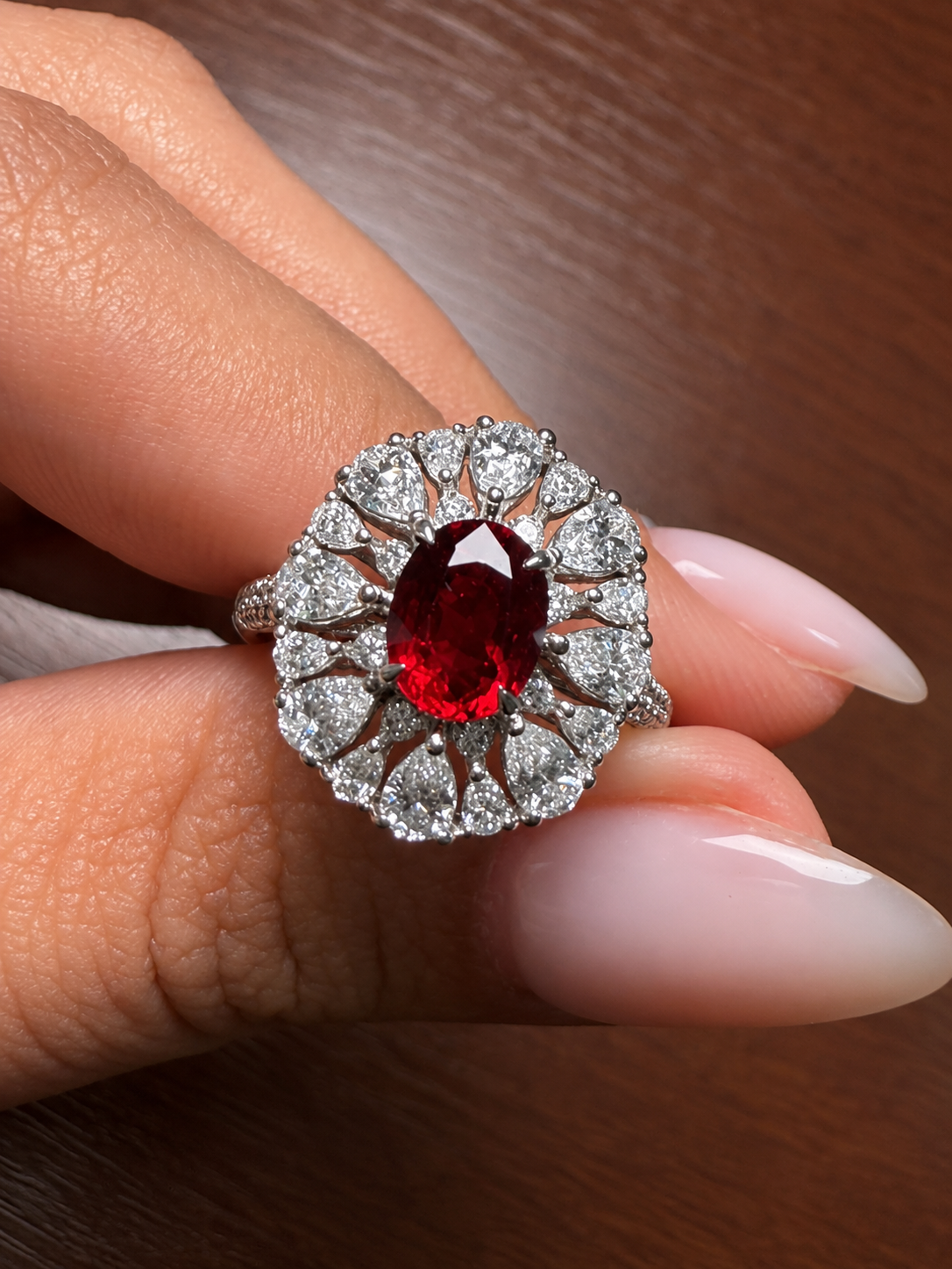 GRS NO HEAT Mozambique Pigeon blood Ruby Diamond Ring in Pt900 / R1.56ct / D1.343ct 36Y88
