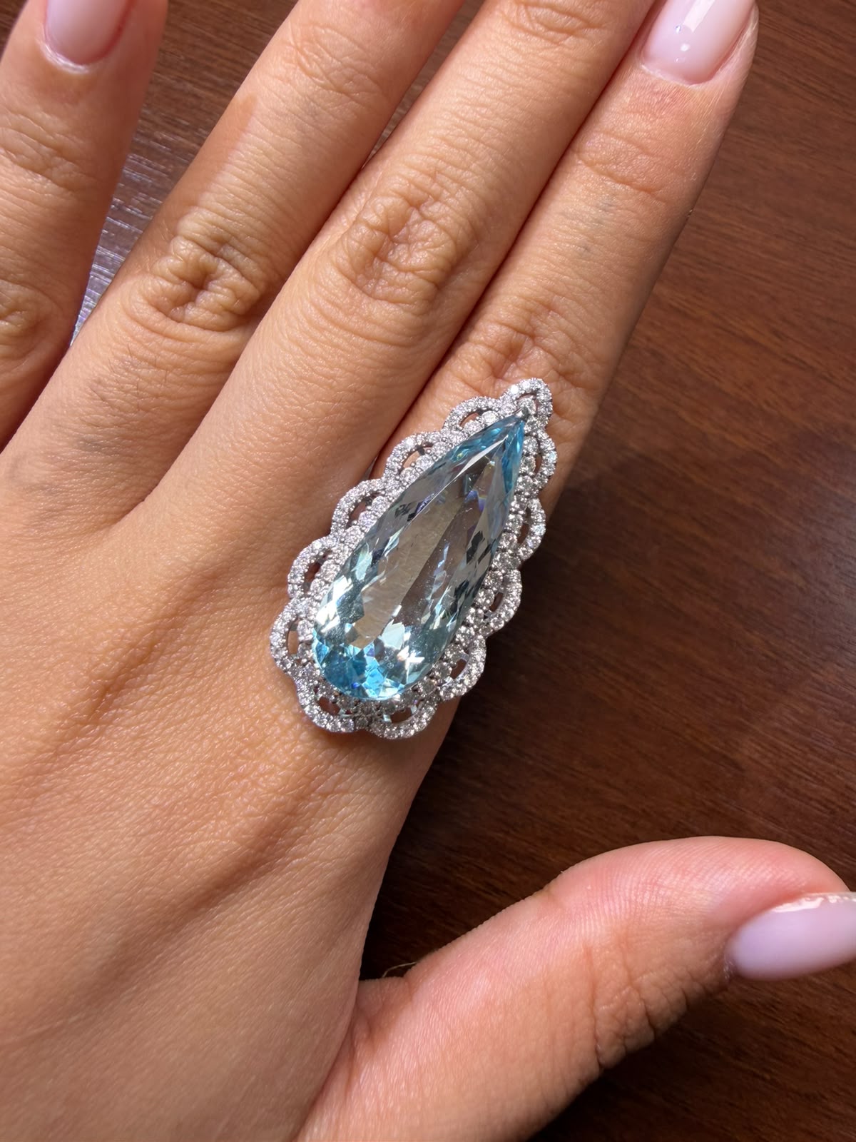Aquamarine Diamond Ring in K18 / Aq11.37ct / D1.47ct 446