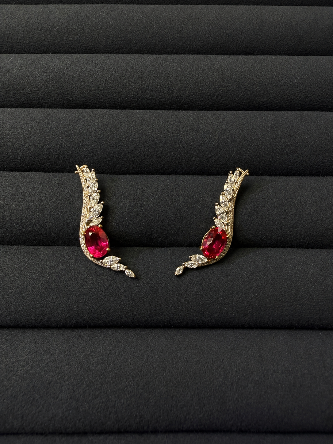 Ruby Diamond Earrings in K18 / R1.11ct/R1.1ct / D0.75ct/D0.23ct 8916