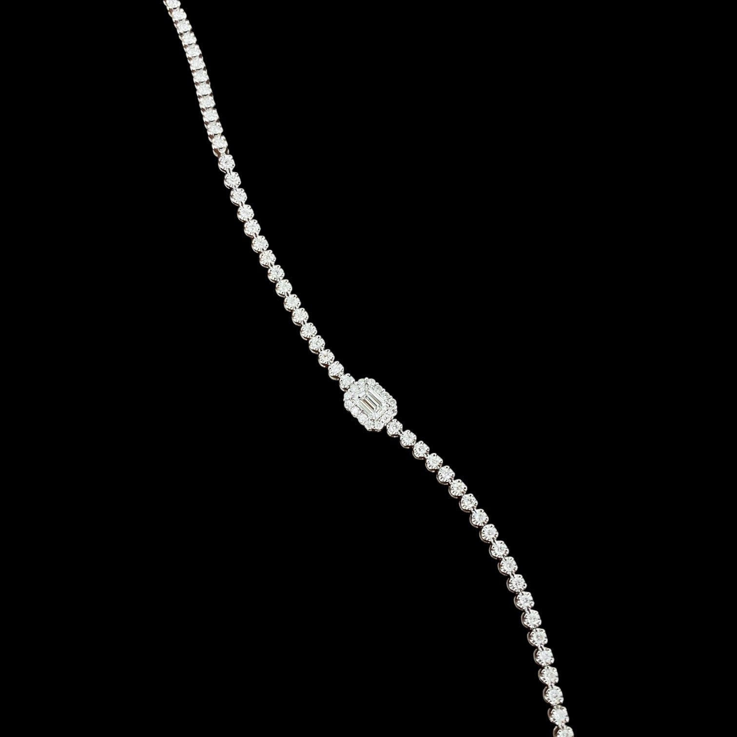 1.20ct Natural White Diamond Emerald Cut Bracelet (centre GIA 0.30+0.90ct) set in 18K White Gold