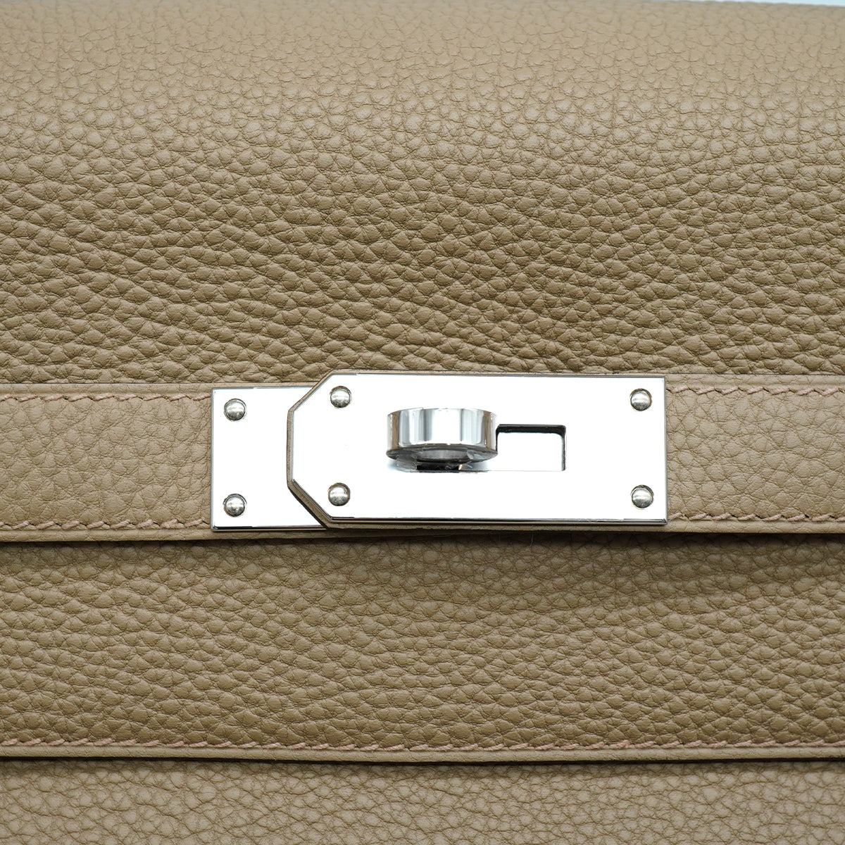 HERMES KELLY 42 RETOURNE  BEIGE MARFA TOGO HAND SHOULDER BAG 2024 W STAMP PALLADIUM HARDWARE 90342566