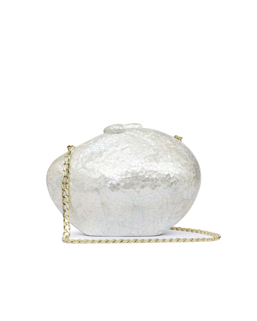 Kai Mother of Pearl White Clutch