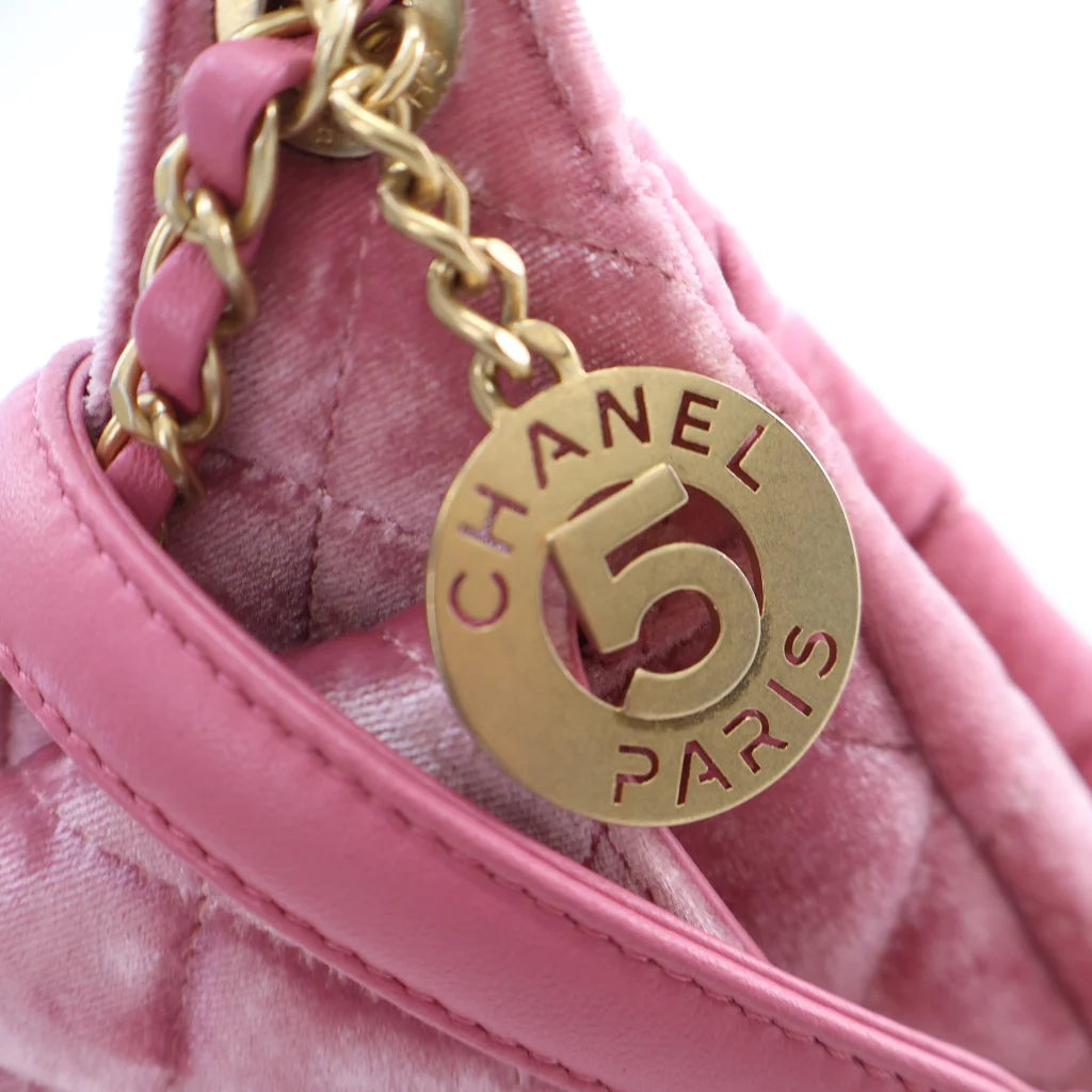 Chanel Wave CC Hobo Small Pink Velvet L-1XRLRQ