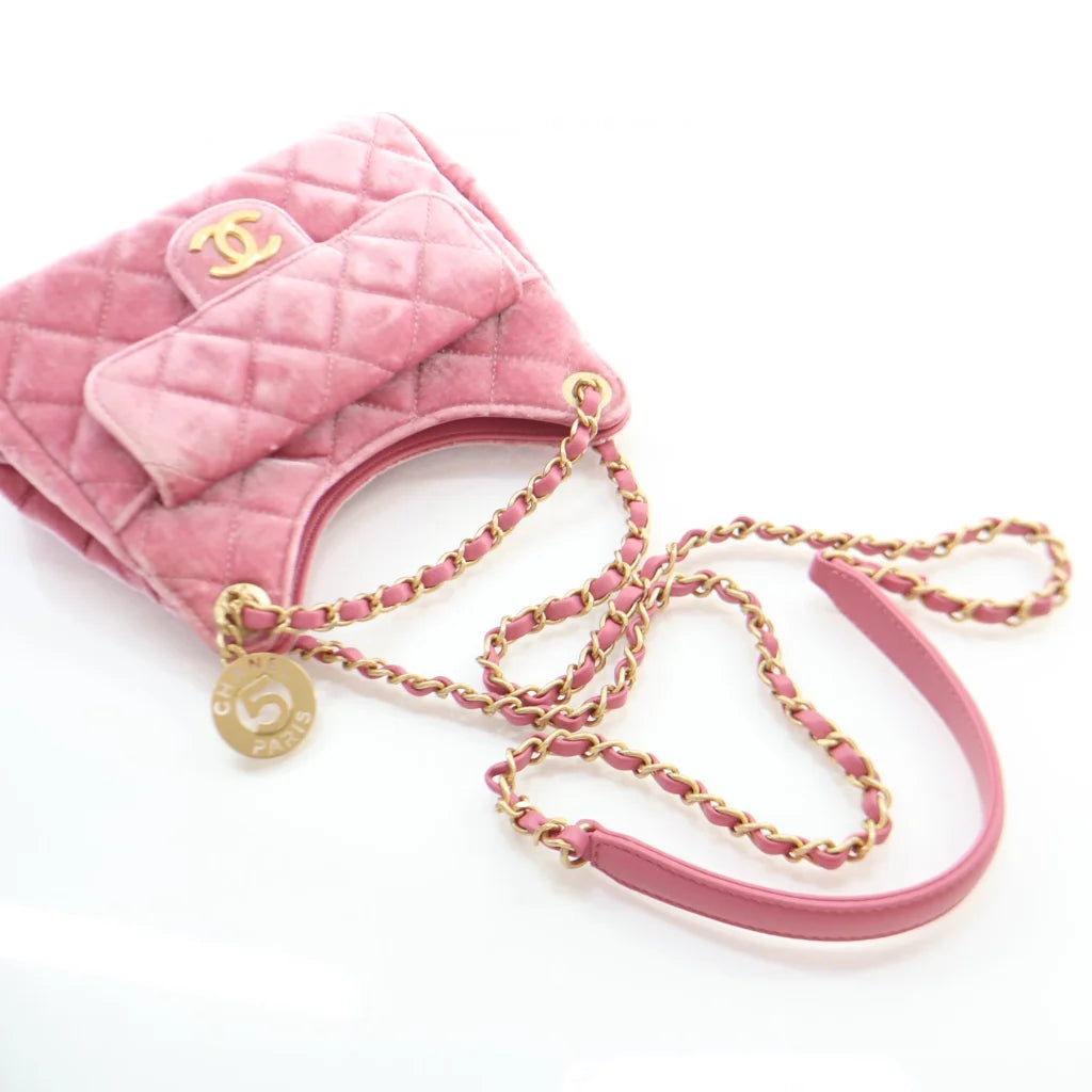 Chanel Wave CC Hobo Small Pink Velvet L-1XRLRQ