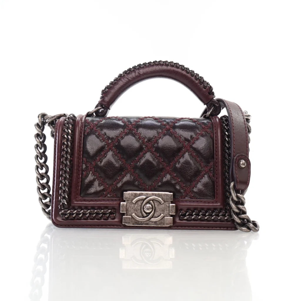 Chanel Top Handle Boy Bag Small Red Calfskin L-CG270A