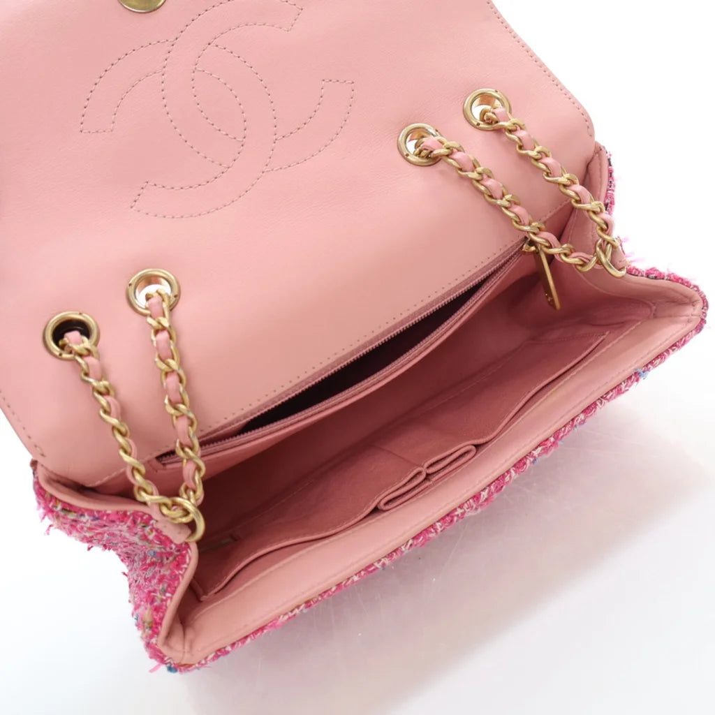 Chanel Medium Pink Tweed CC Filigree Flap L-OIGC1Y