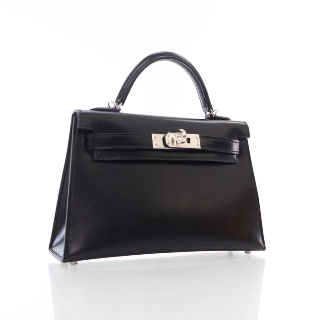 Hermes Noir Box Calf Mini Kelly 20 L-U2X7CO