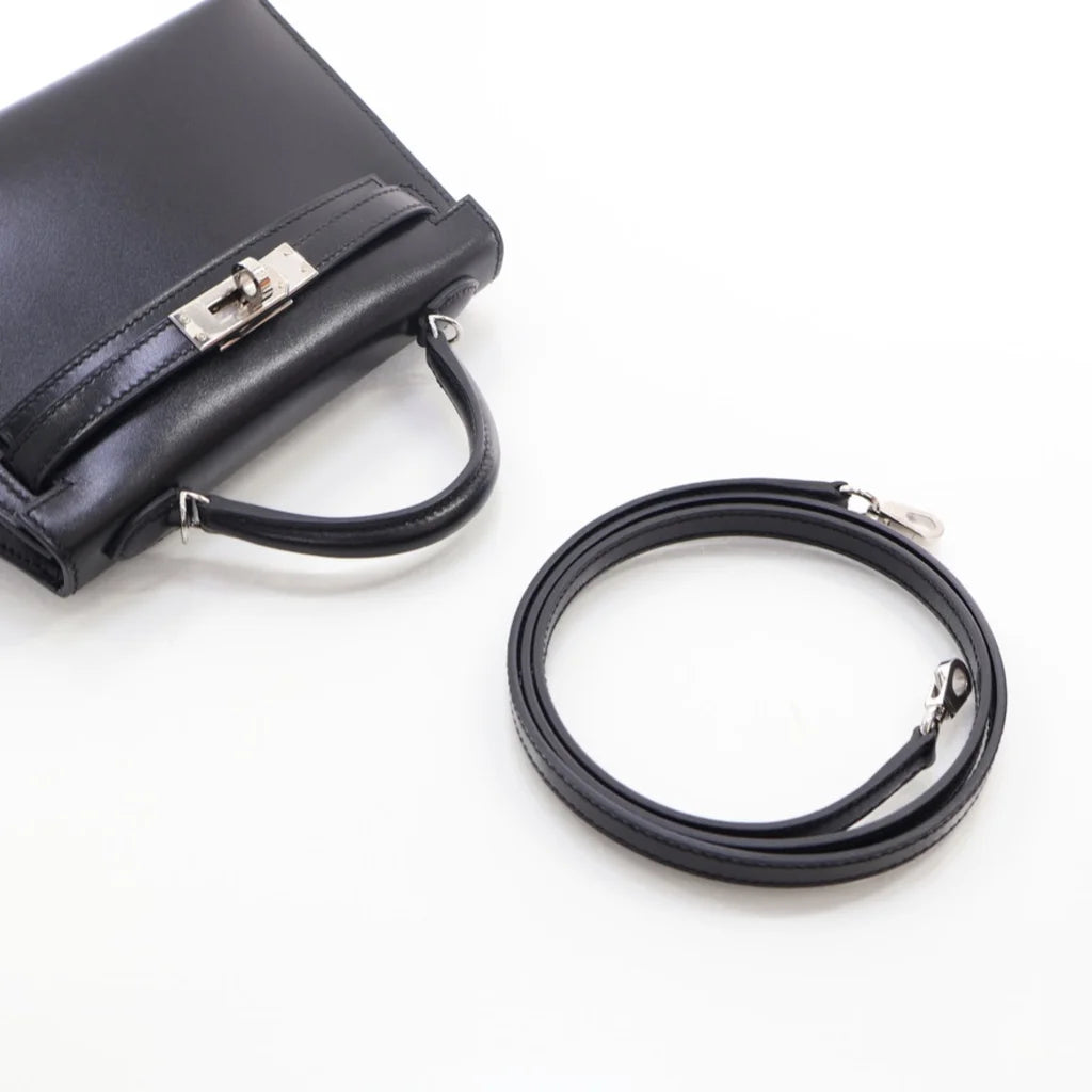 Hermes Noir Box Calf Mini Kelly 20 L-U2X7CO