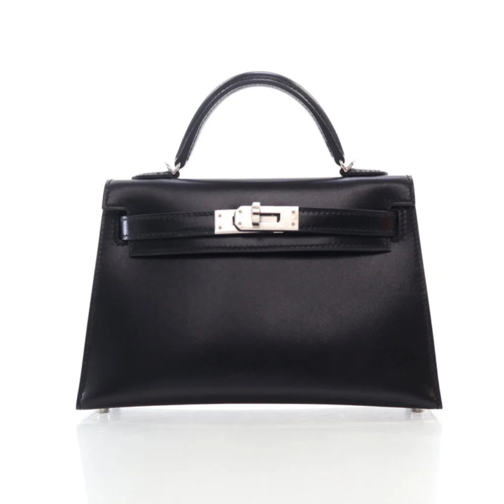 Hermes Noir Box Calf Mini Kelly 20 L-U2X7CO