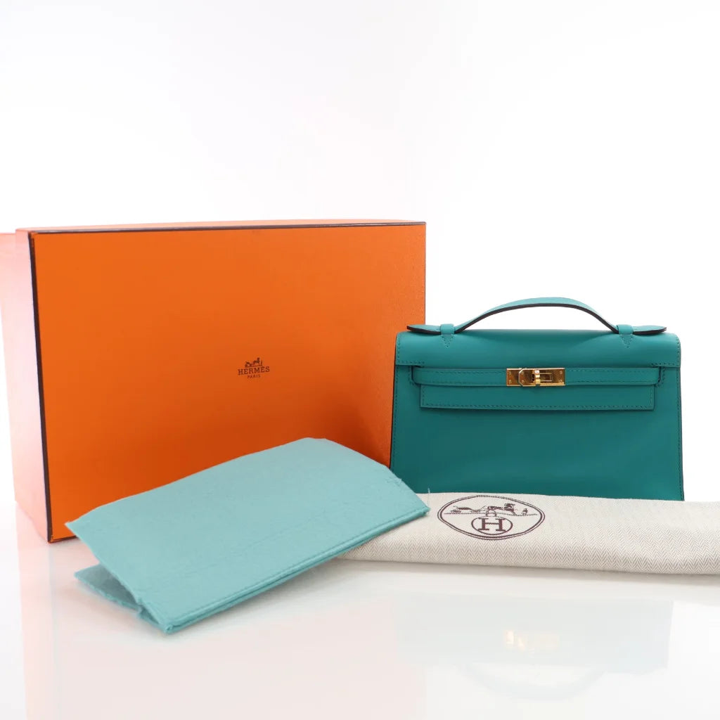 Hermes Bleu Paon Swift Kelly Pochette L-VQ53N6