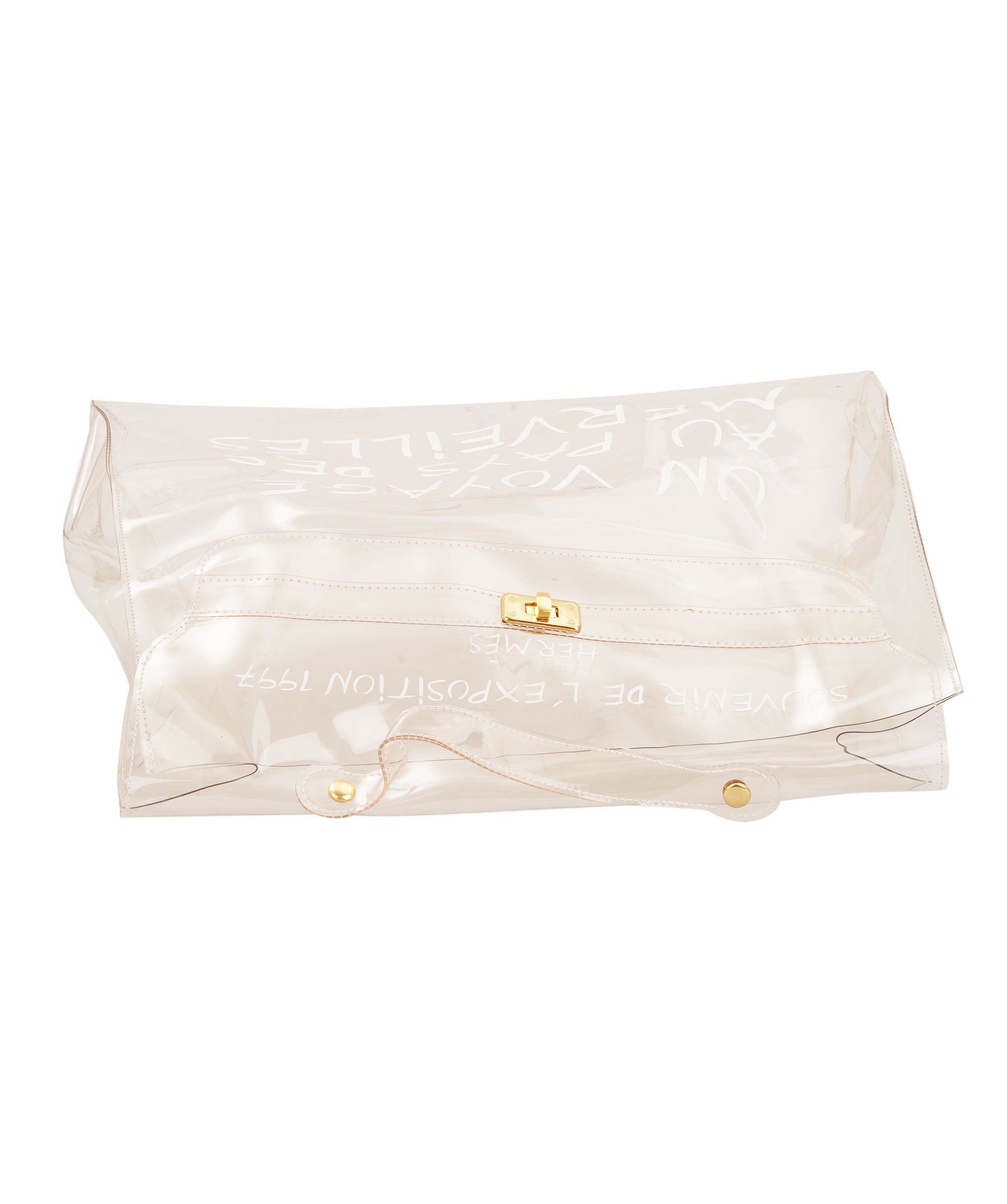 HERMES VINYL KELLY SOUVENIR DE L' EXPOSITION 1997 CLEAR HAND BAG GOLD HARDWARE 90327407