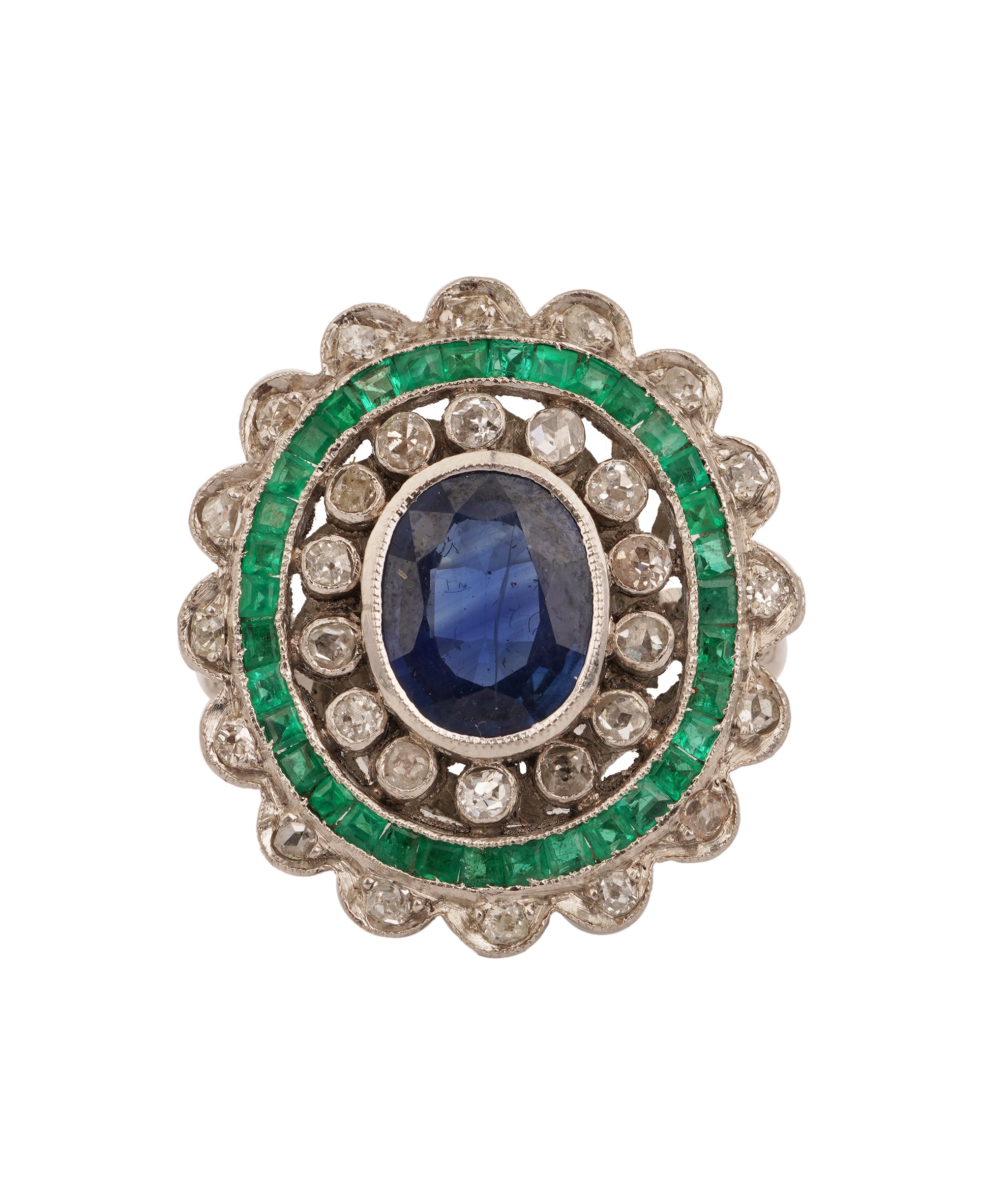 CALIBRE EMERALD AND SAPPHIRE RING RC1