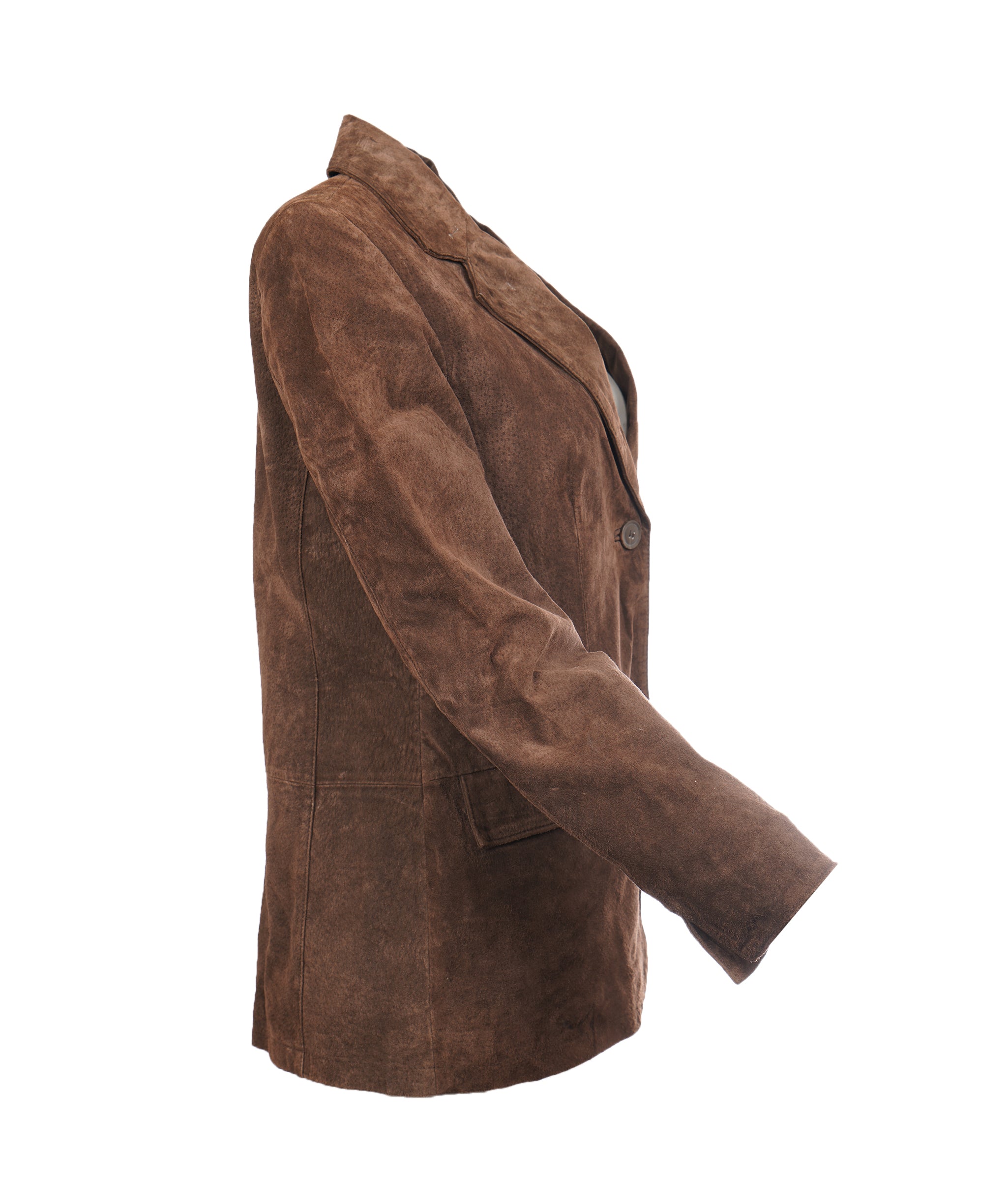 Brown Genuine Suede Leather Blazer  ALC4329