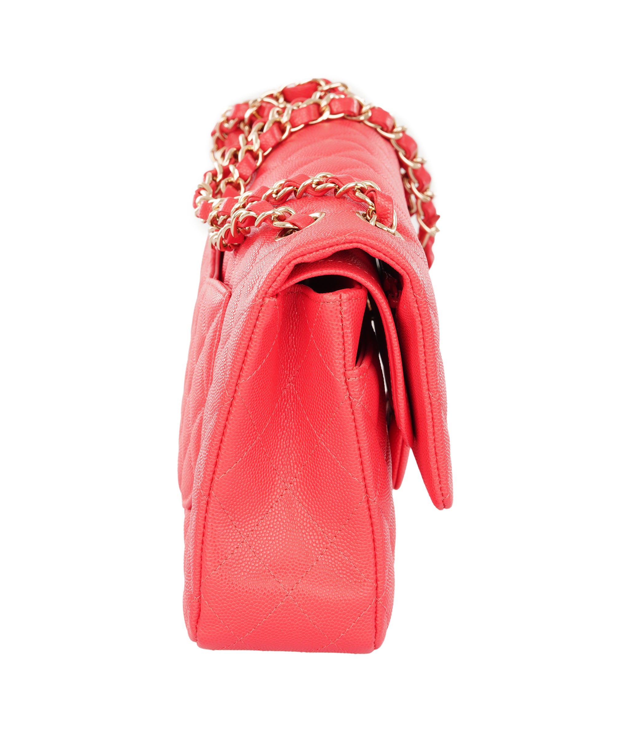 Chanel Vibrant Red Quilted Caviar Leather Classic Double Flap Bag  ALTC1185