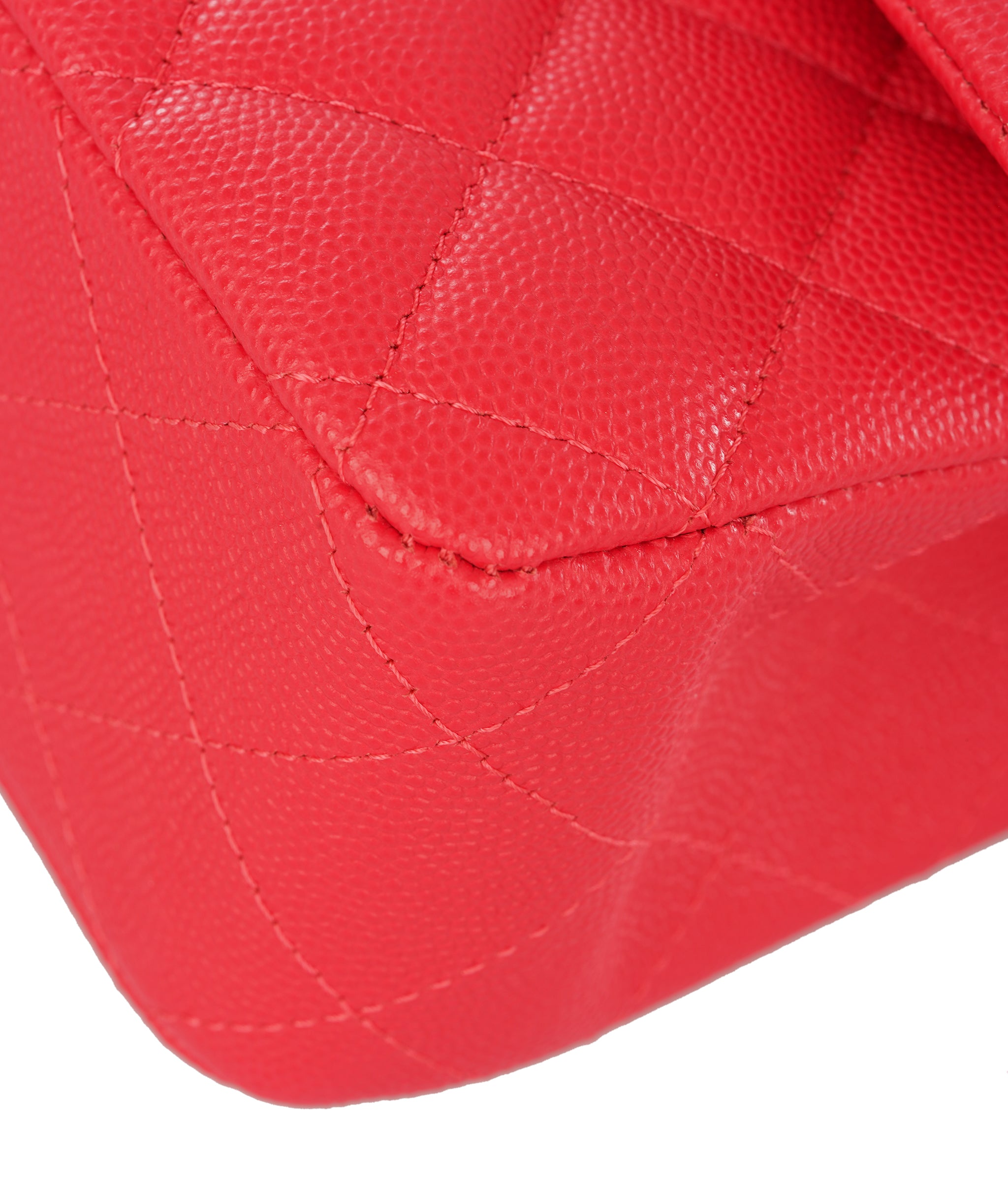 Chanel Vibrant Red Quilted Caviar Leather Classic Double Flap Bag  ALTC1185