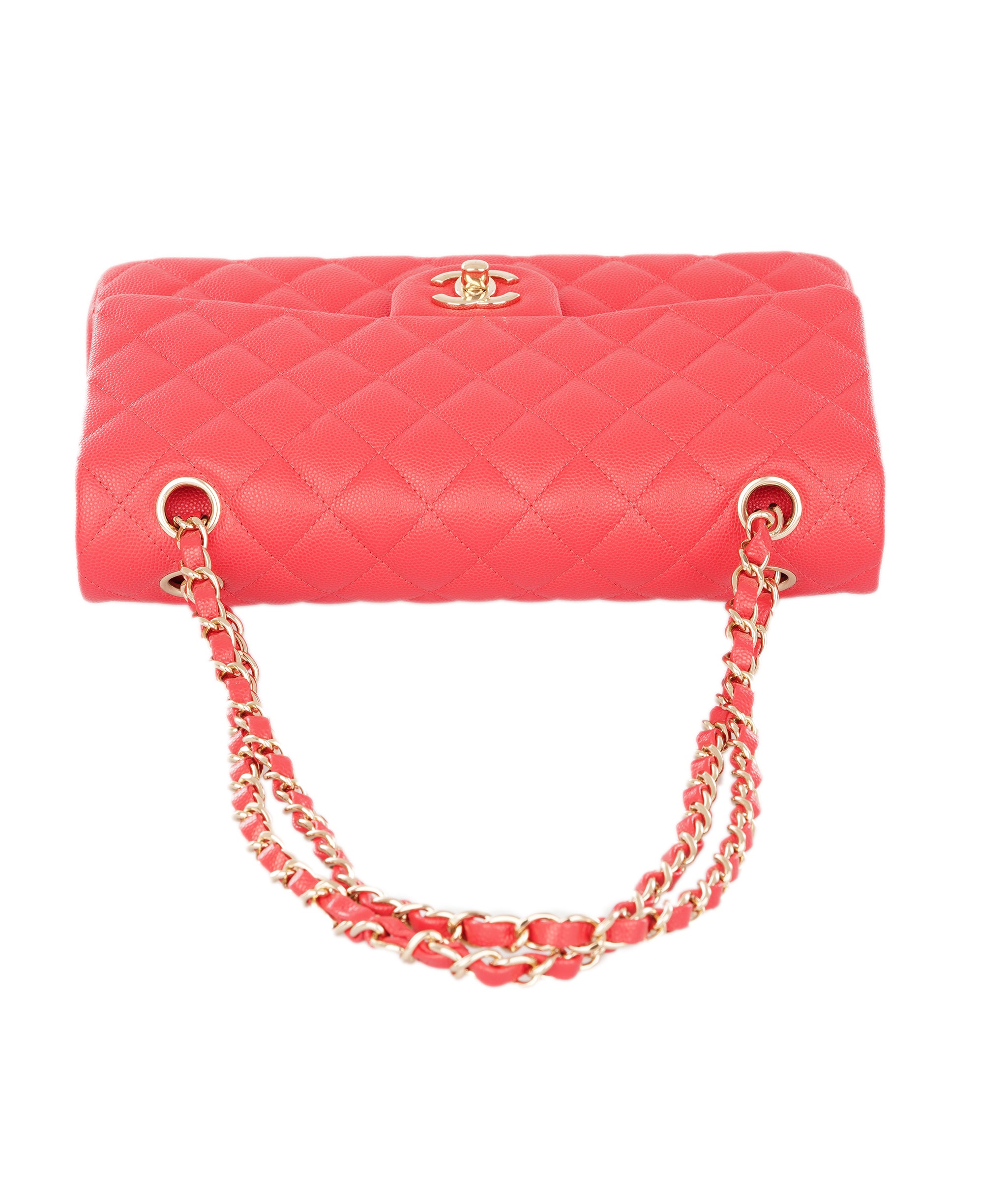 Chanel Vibrant Red Quilted Caviar Leather Classic Double Flap Bag  ALTC1185
