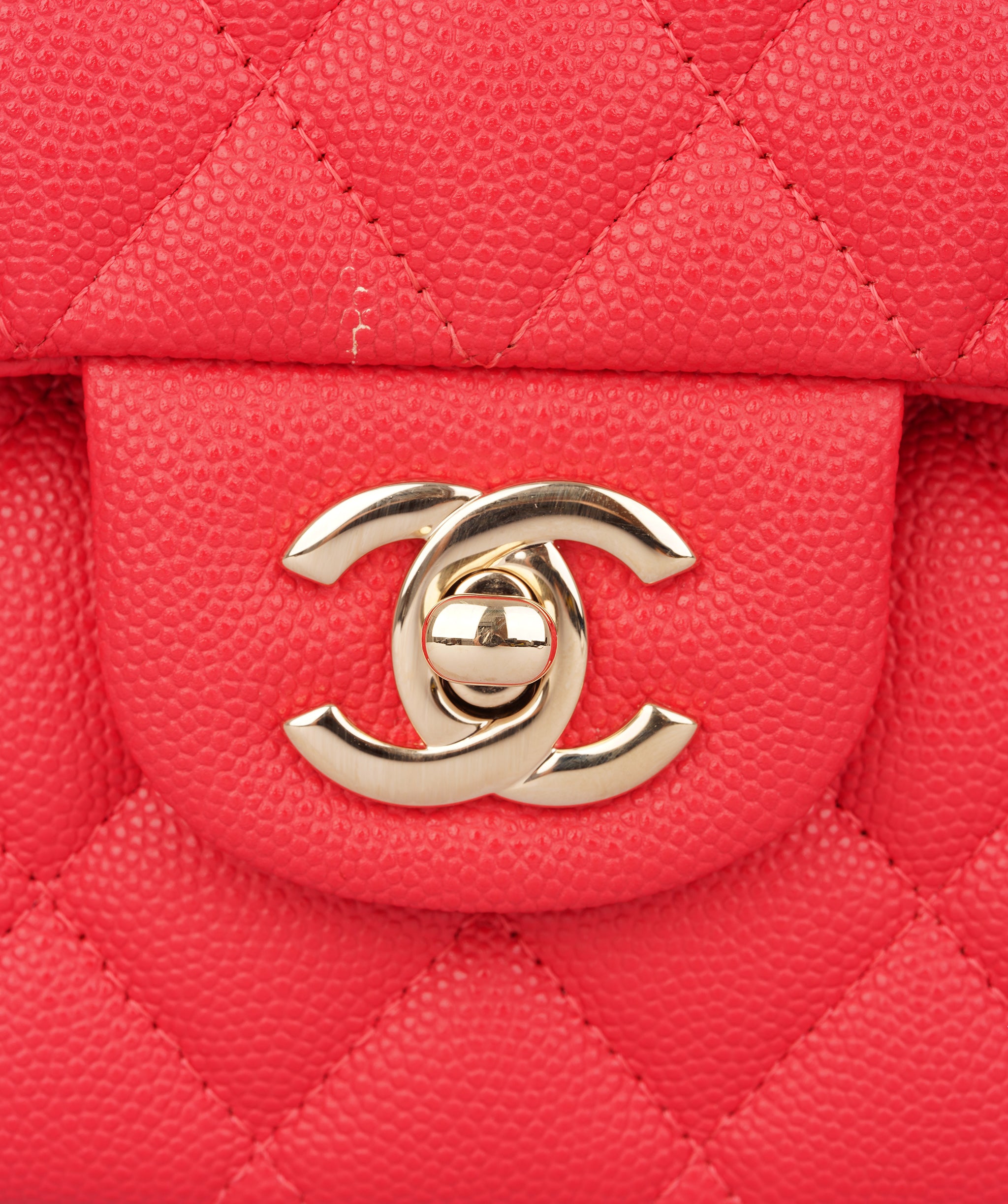 Chanel Vibrant Red Quilted Caviar Leather Classic Double Flap Bag  ALTC1185
