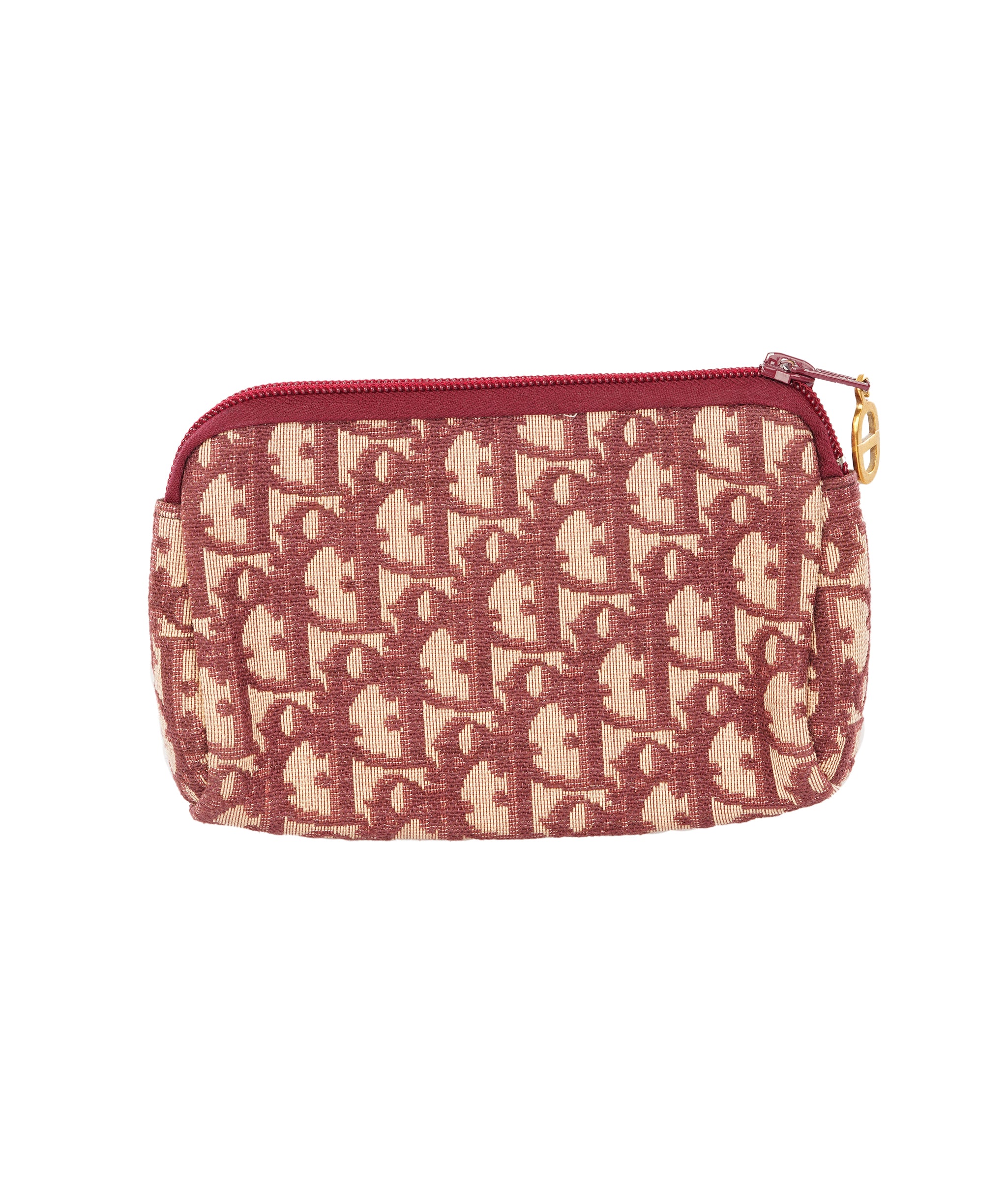 Christian Dior Burgundy and Beige Trotter Monogram Oblique Canvas Coin Pouch ALC4365