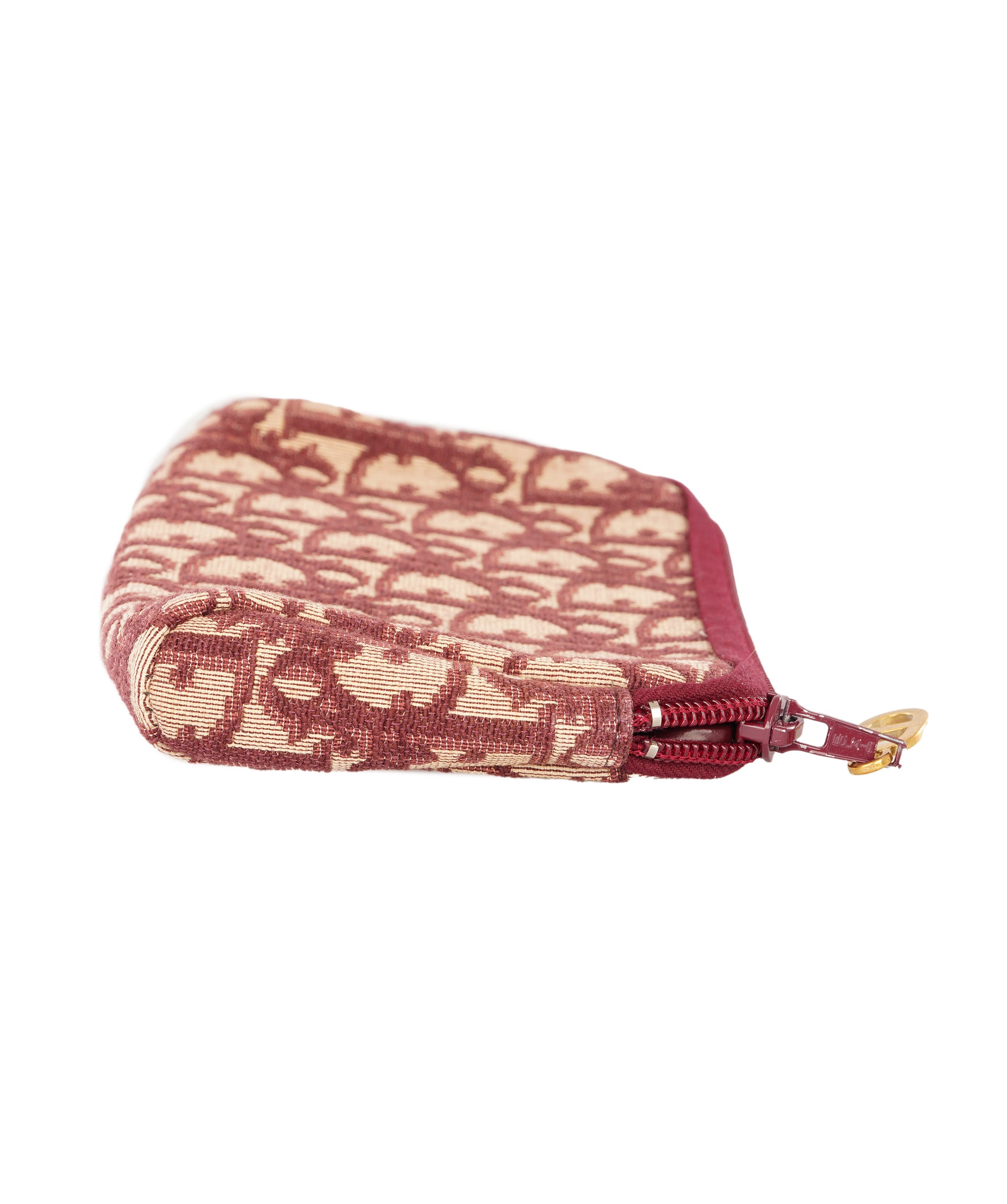 Christian Dior Burgundy and Beige Trotter Monogram Oblique Canvas Coin Pouch ALC4365