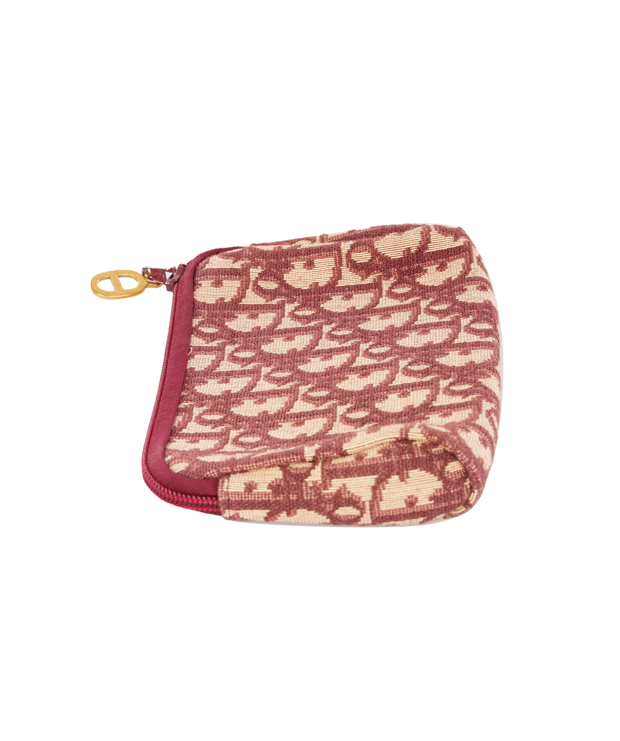 Christian Dior Burgundy and Beige Trotter Monogram Oblique Canvas Coin Pouch ALC4365
