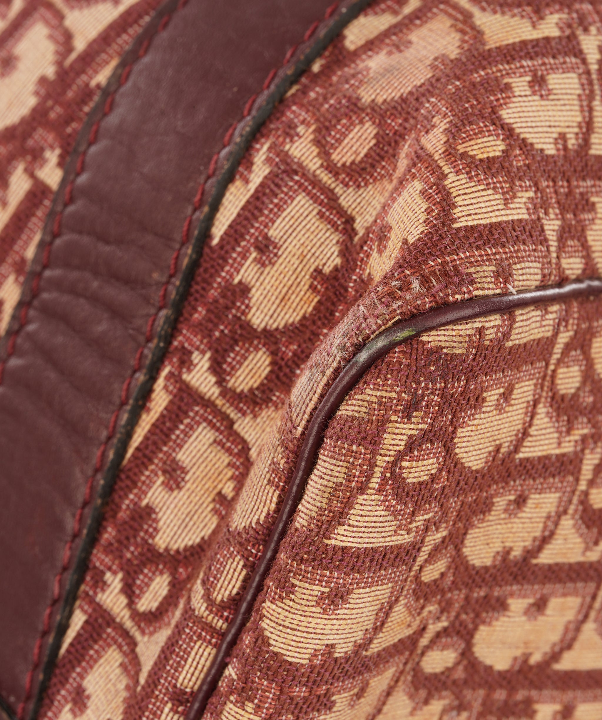 Christian Dior Burgundy and Beige Trotter Monogram Oblique Canvas Boston Bag ALC4364