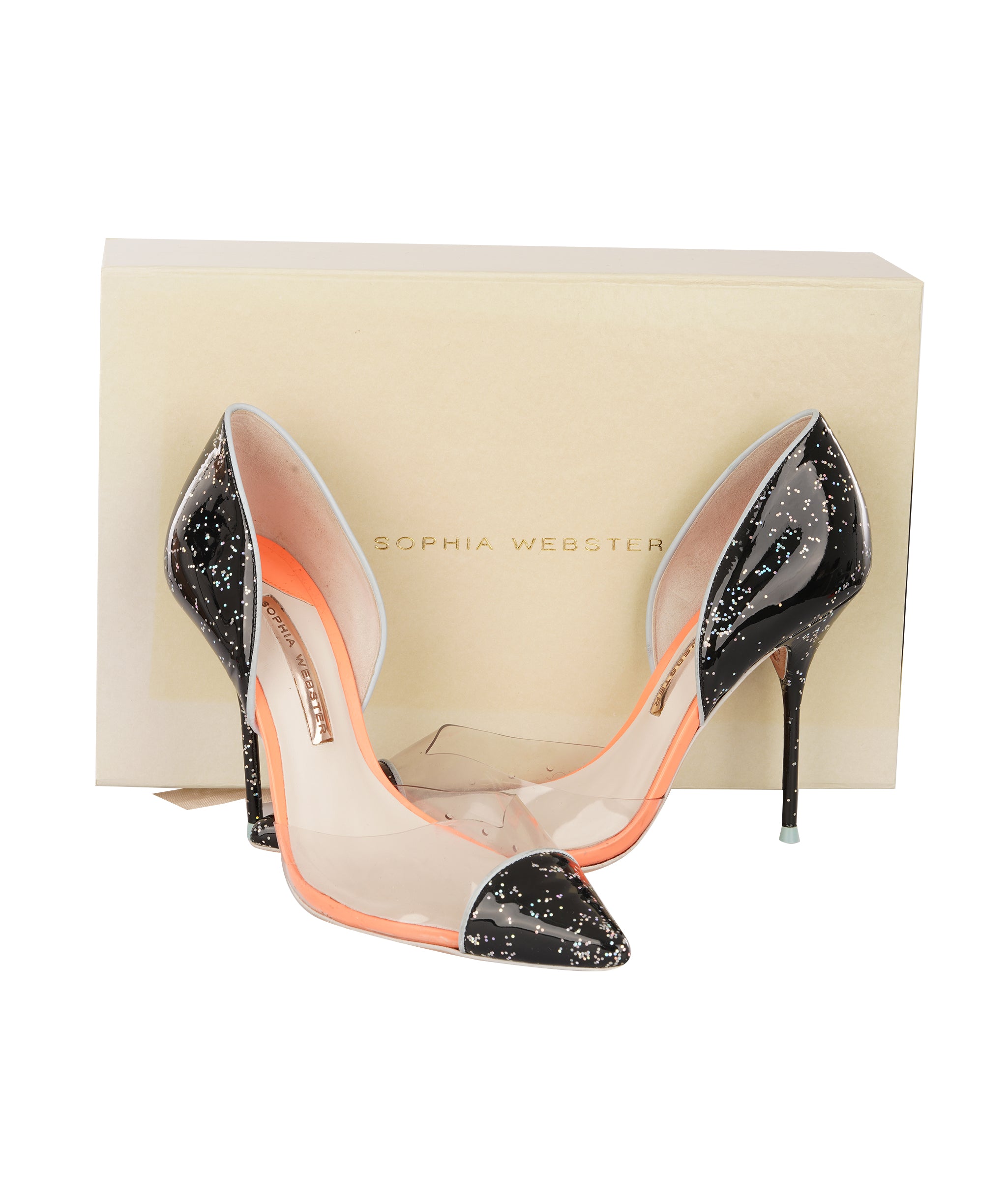 Sophie Webster Black Glitter 100mm High Heels ALC4350