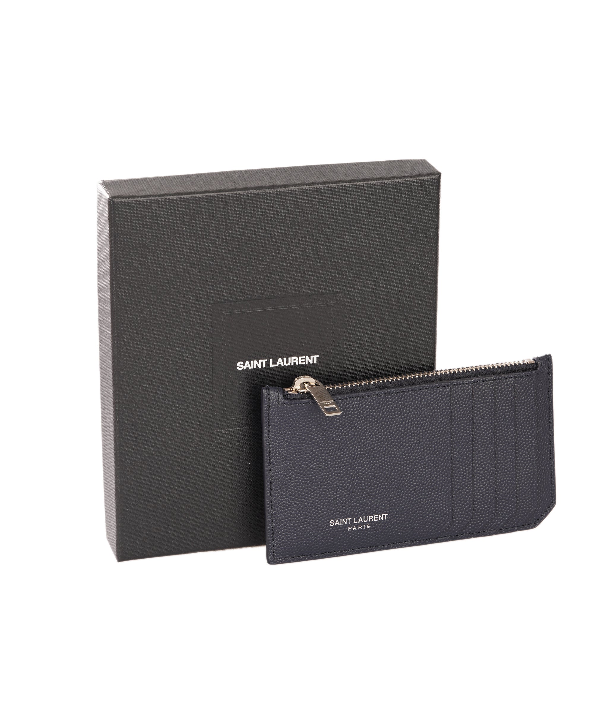 Yves Saint Laurent Navy Blue Leather 5 Fragment Zipped Card Case ALC4344