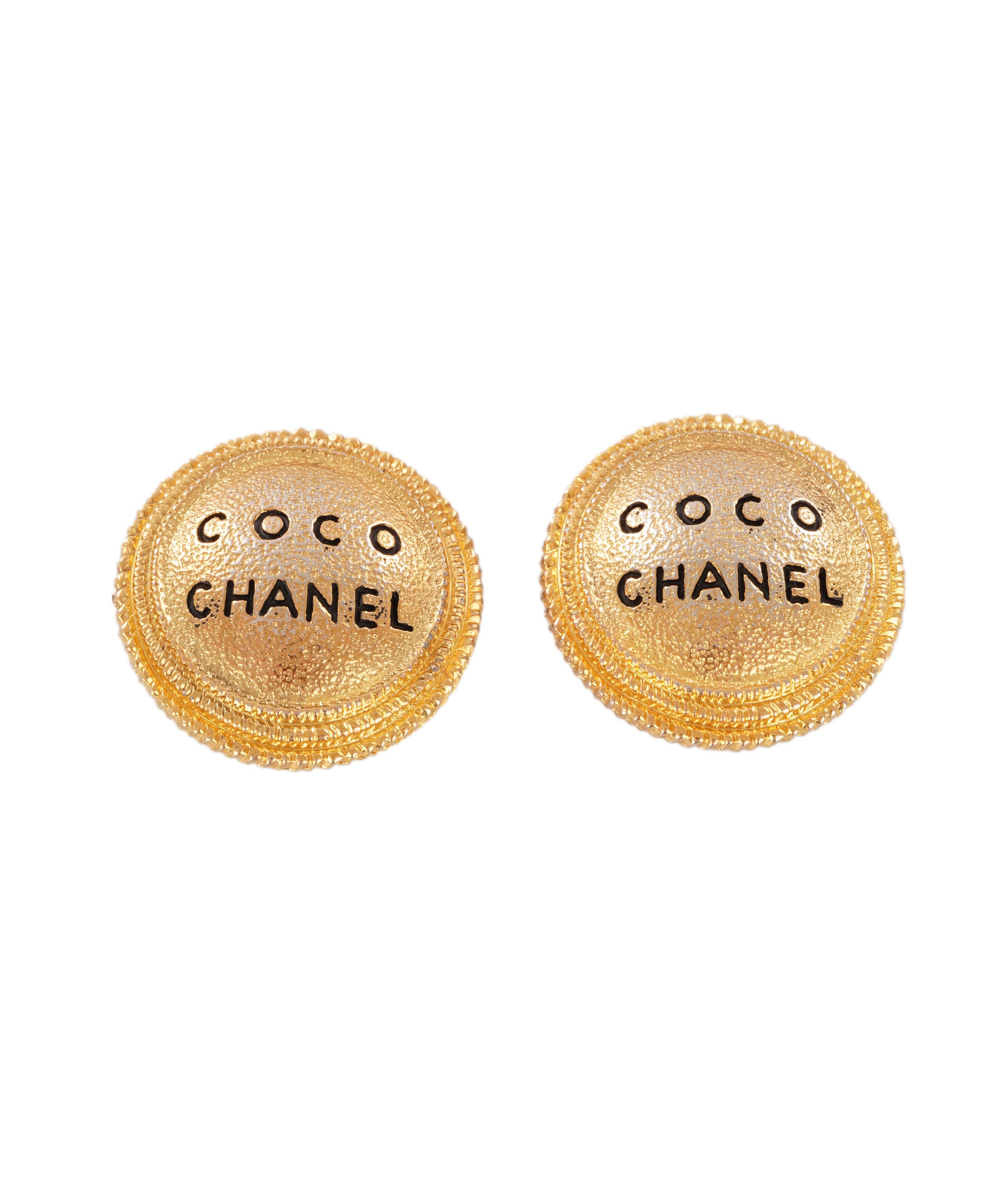 Chanel 24K Gold-Plated Coco Medallion Clip-On Earrings ALC4346
