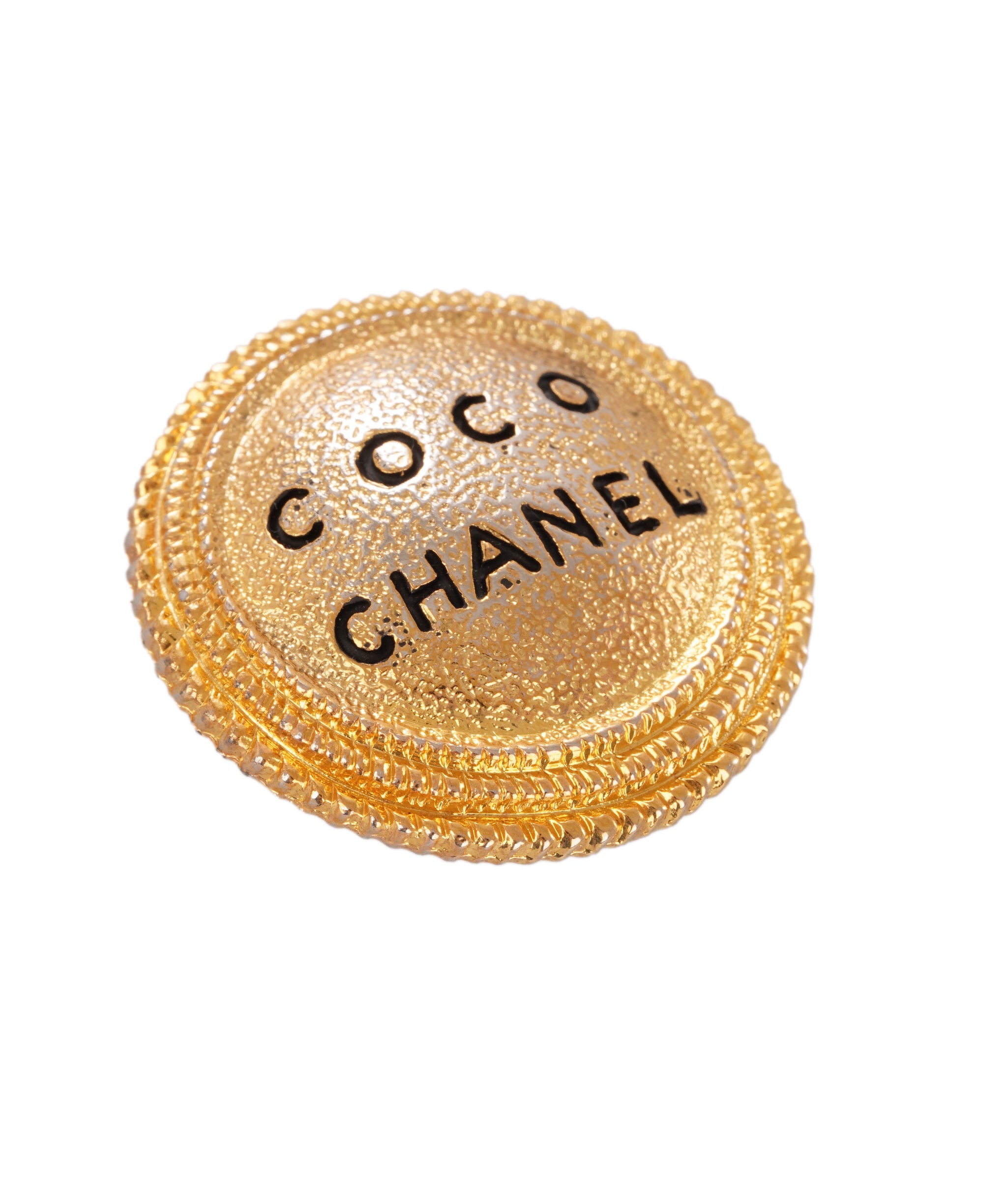 Chanel 24K Gold-Plated Coco Medallion Clip-On Earrings ALC4346