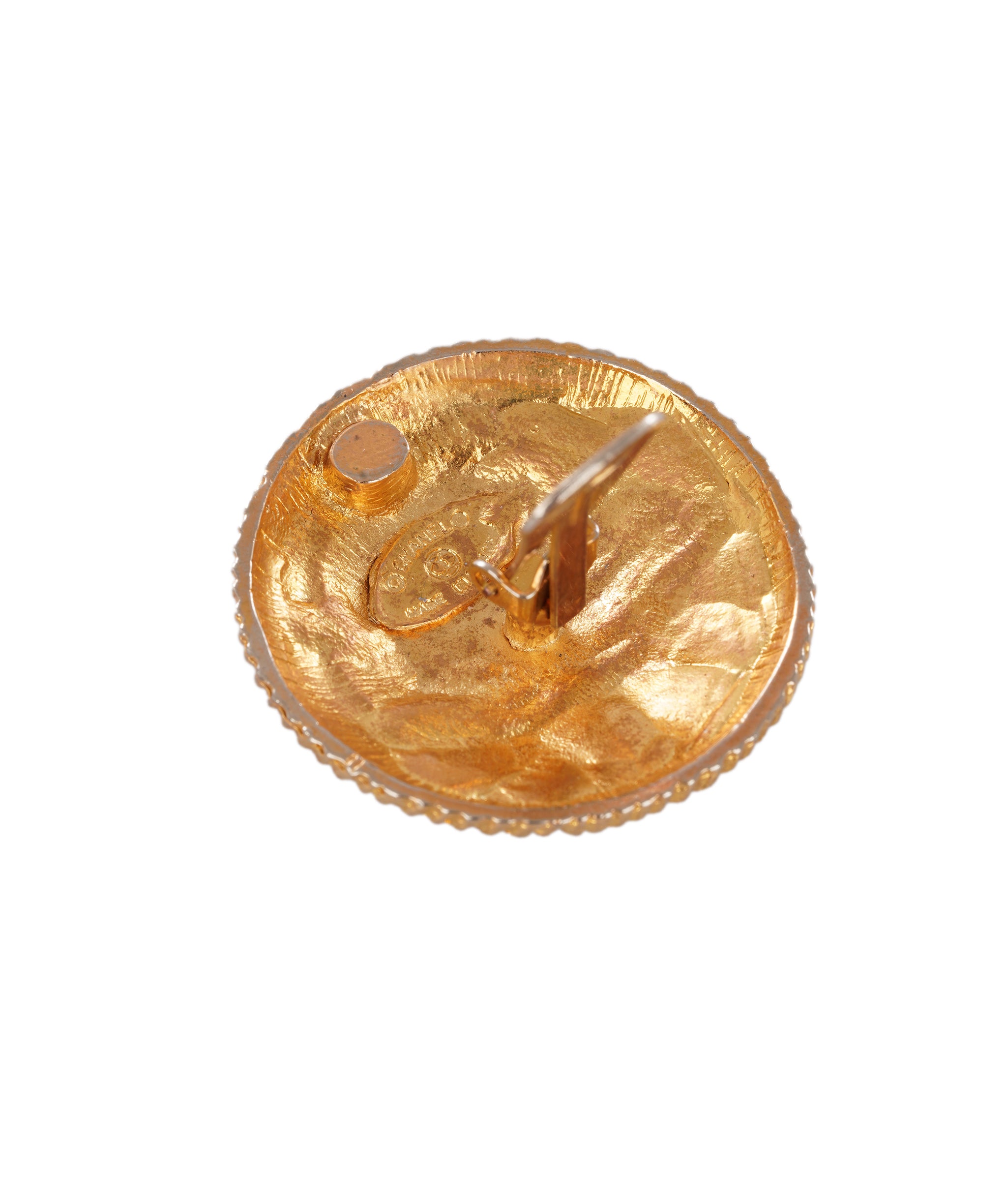 Chanel 24K Gold-Plated Coco Medallion Clip-On Earrings ALC4346
