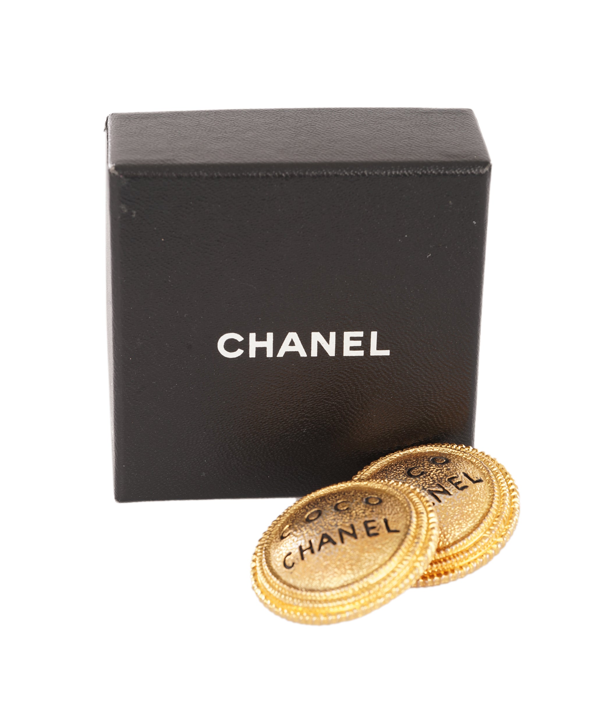 Chanel 24K Gold-Plated Coco Medallion Clip-On Earrings ALC4346