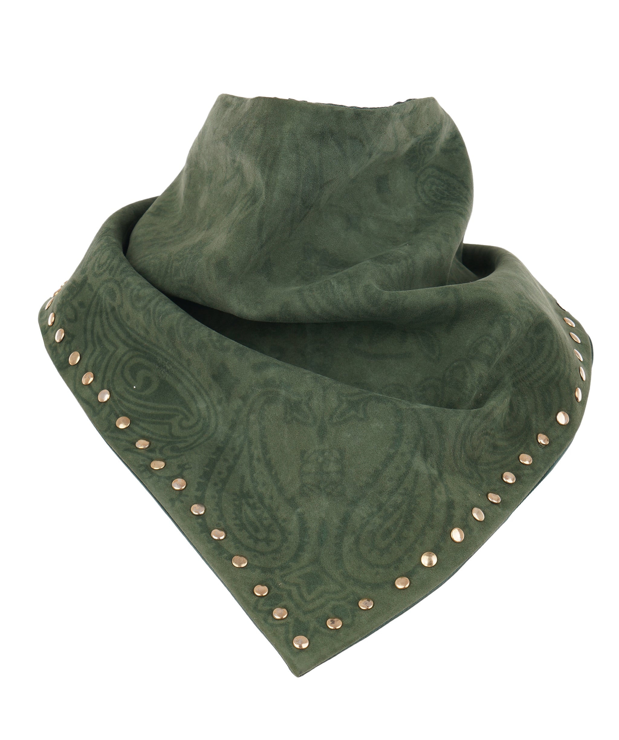 Studded Small Bandanna Scarf Forest Green ALC4405