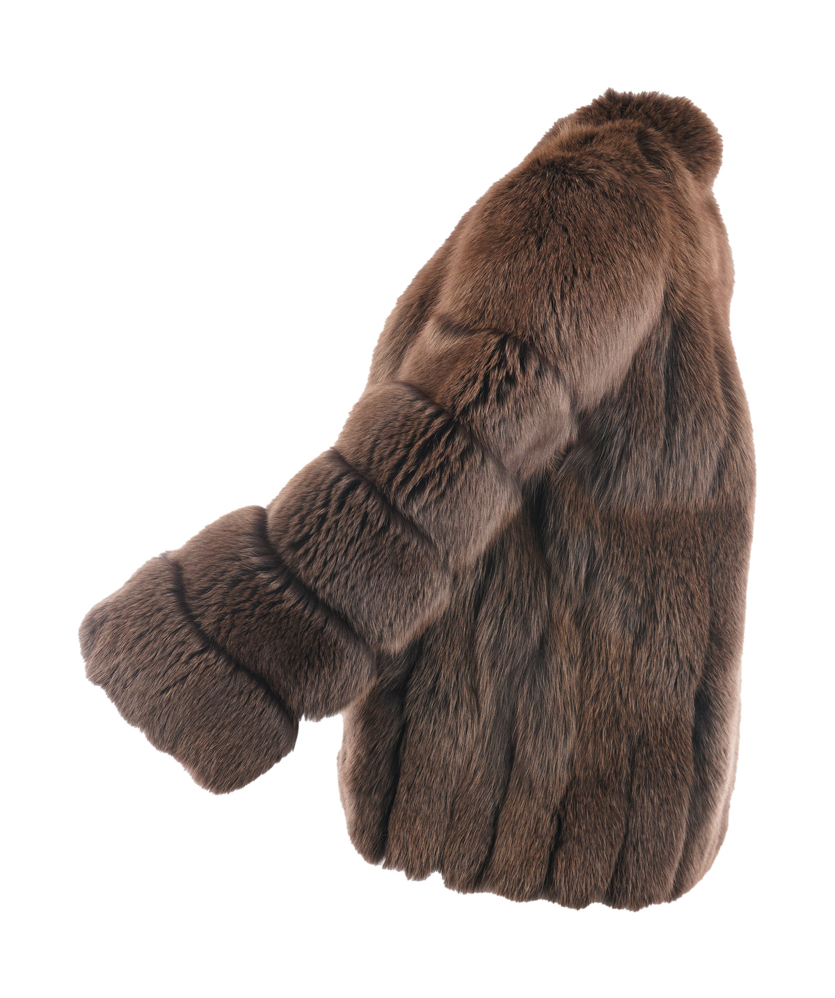 Saga Fox Mink Brown Fox Fur Half Coat AKC1597