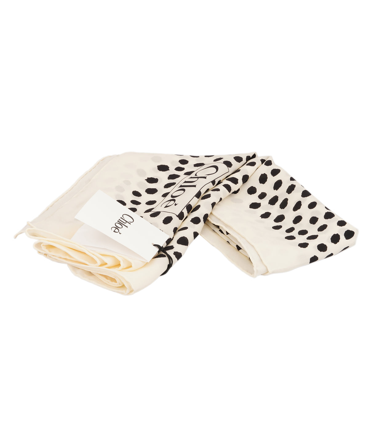 Chloe Black Spotted Polka-Dot Beige Silk Square Scarf ANL0160