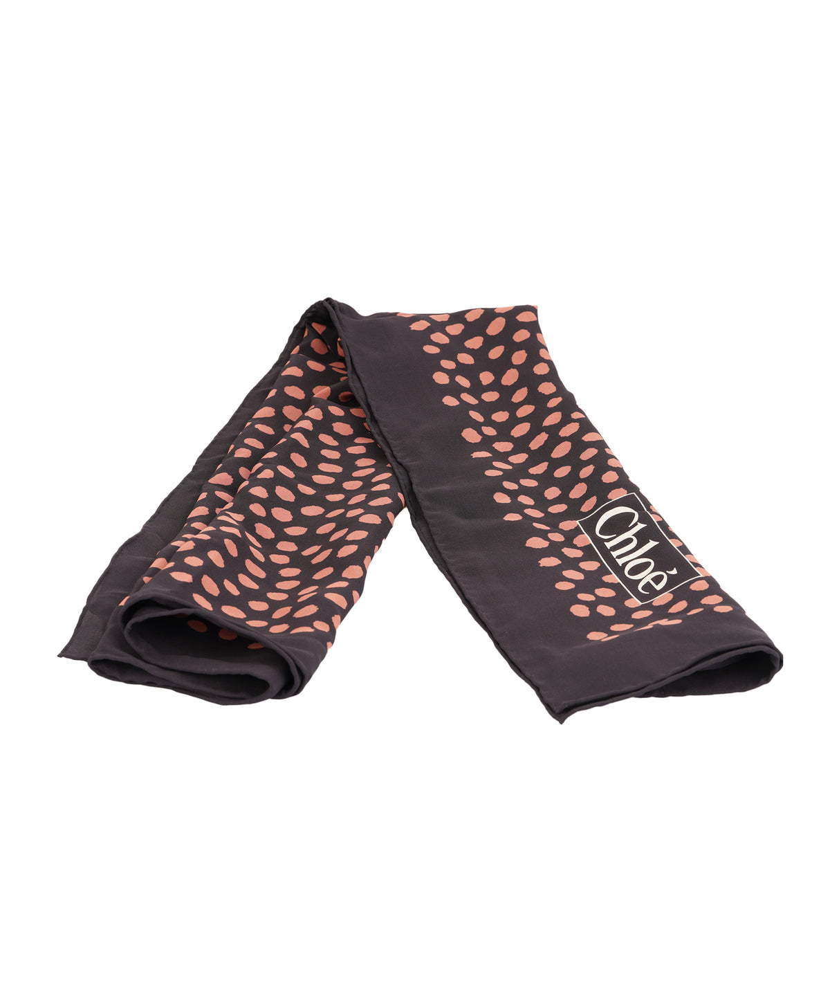 Chloe Pink Spotted Polka-Dot Black Silk Square Scarf ANL0161