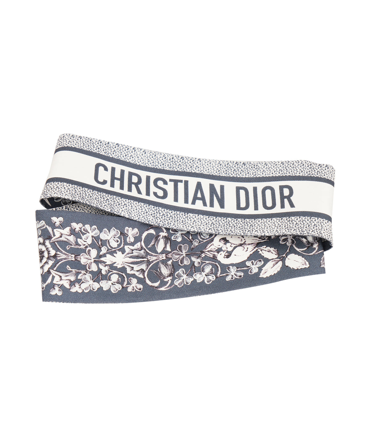 Christian Dior Navy Blue Jardin Botanique Mitzah Silk Scarf ANL0167