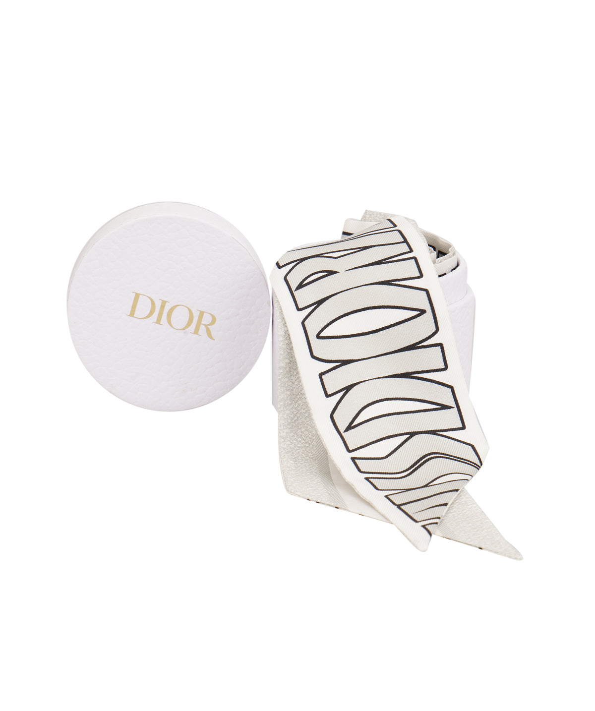 Christian Dior White Miss Dior Mitzah Silk Scarf ANL0165