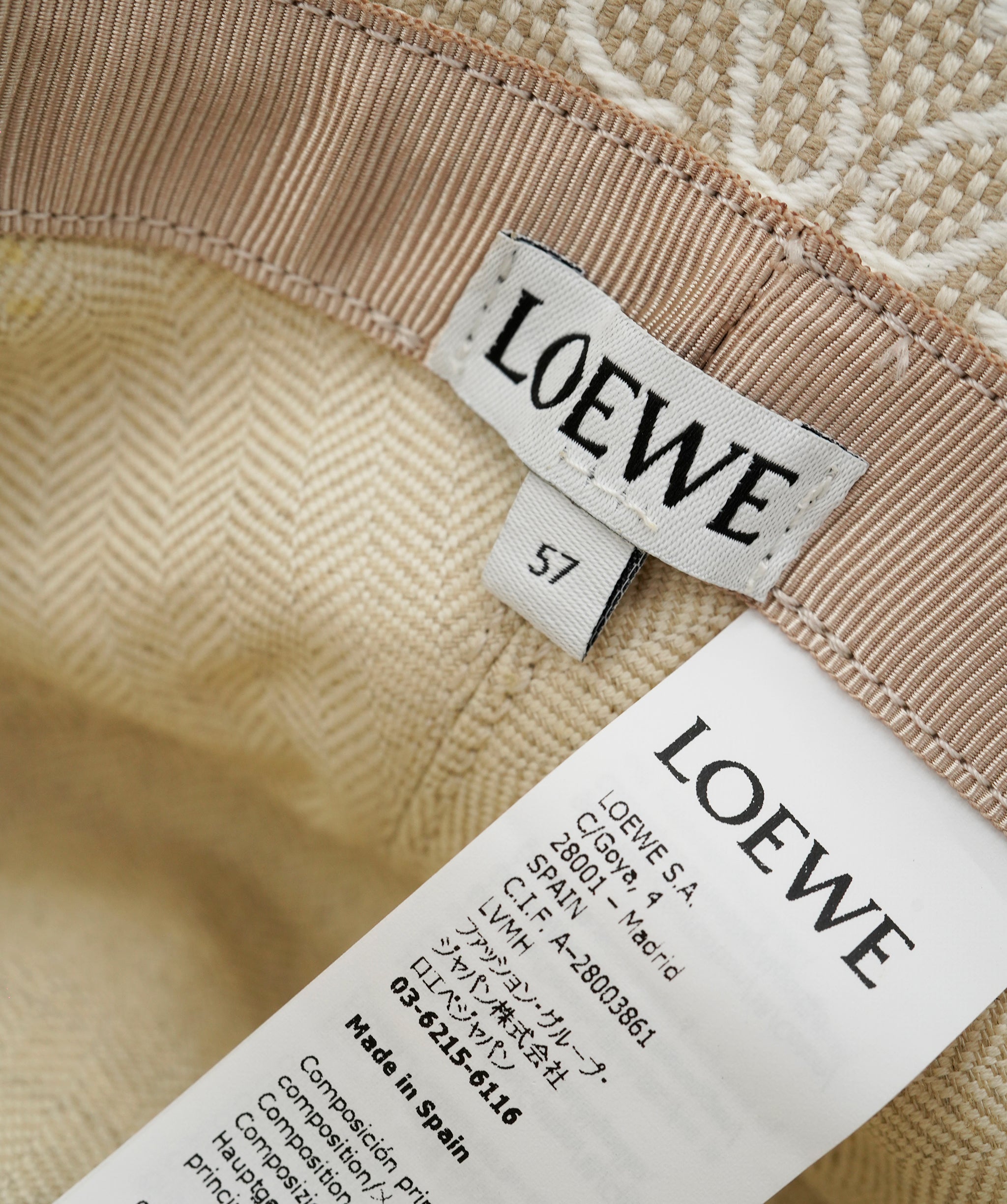 Loewe Beige Logo Bucket Hat  ALL0843