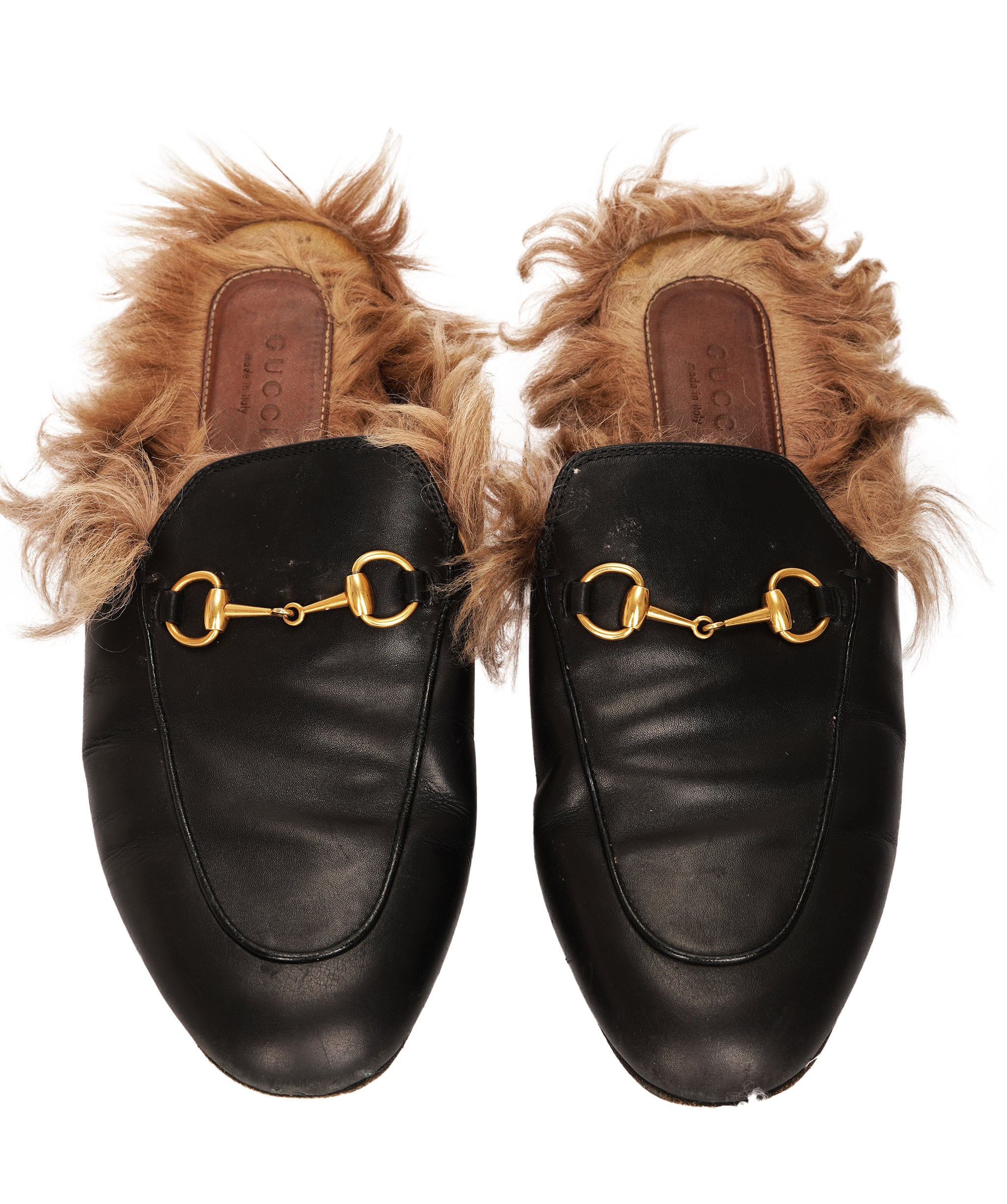 Gucci - princetown backless fur slip ons - black ALC4276