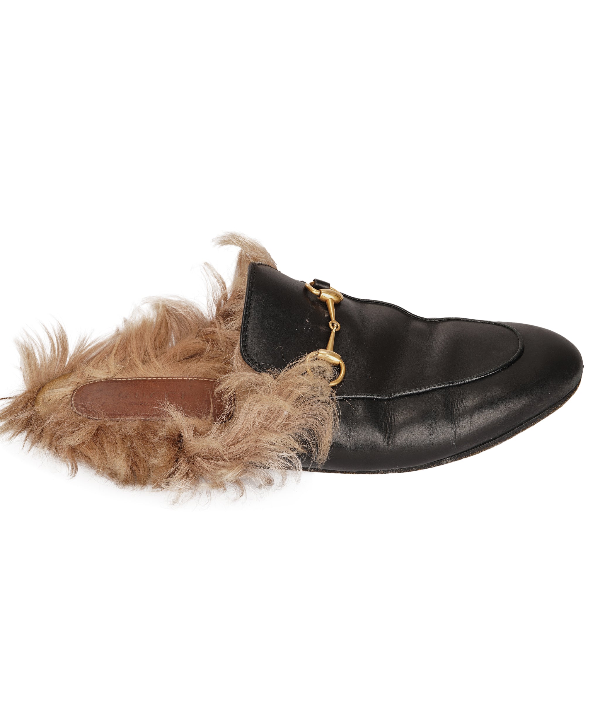 Gucci - princetown backless fur slip ons - black ALC4276