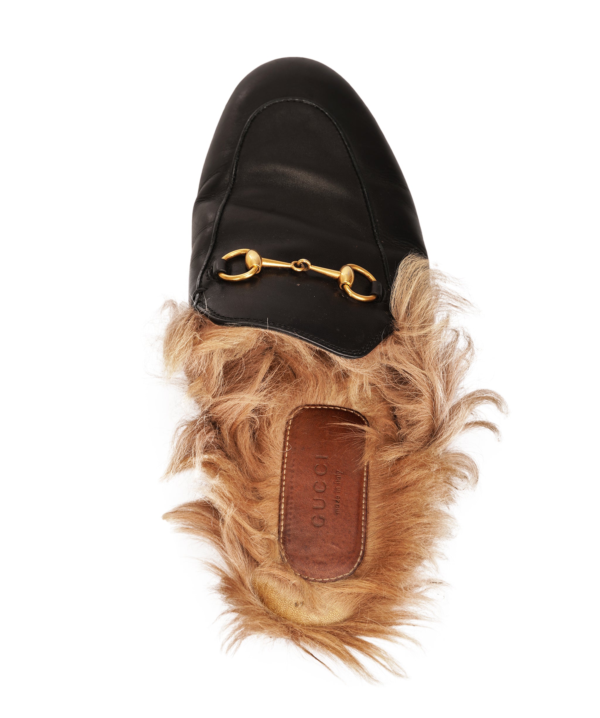 Gucci - princetown backless fur slip ons - black ALC4276