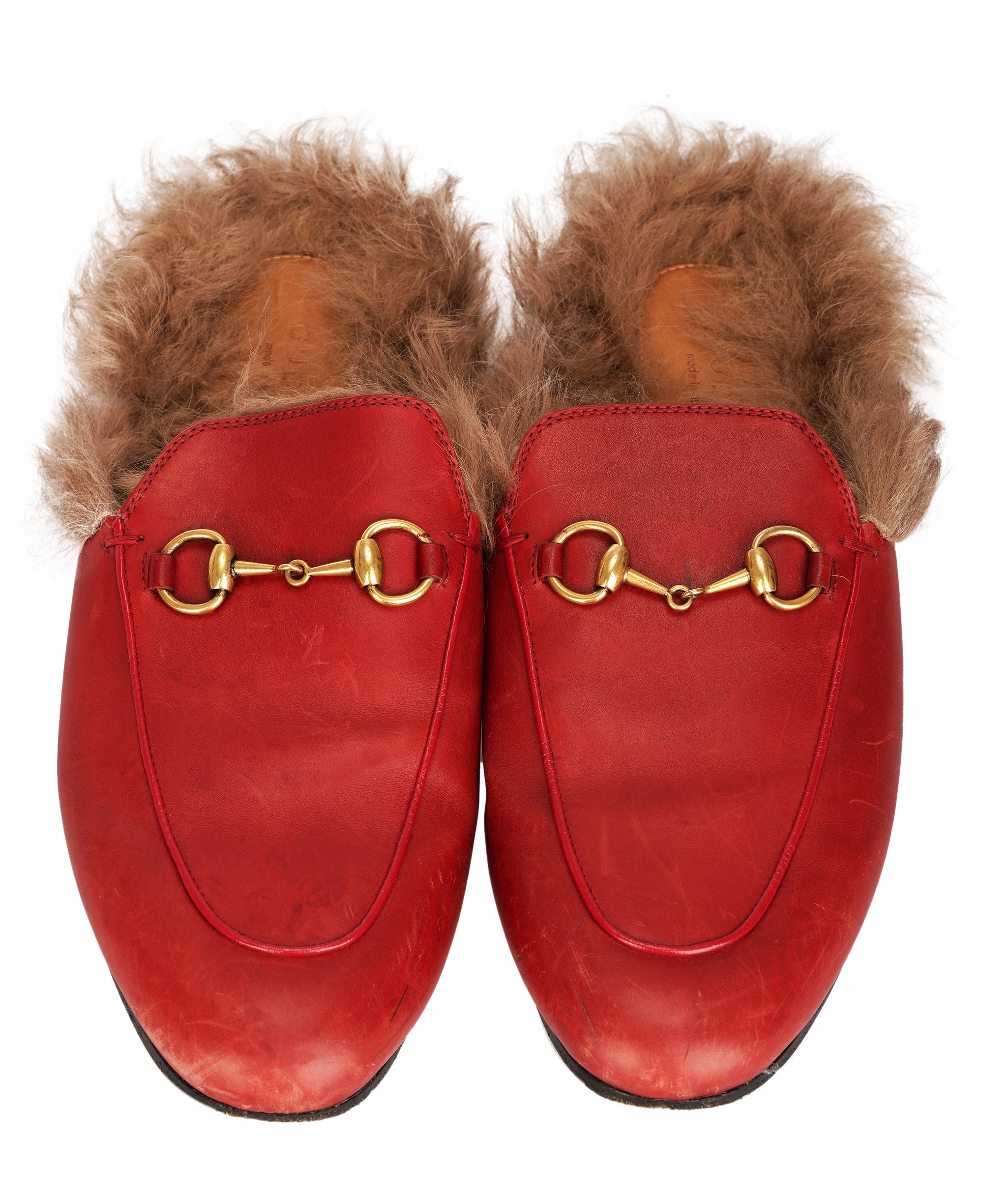 Gucci - princetown backless fur slip ons - red ALC4275