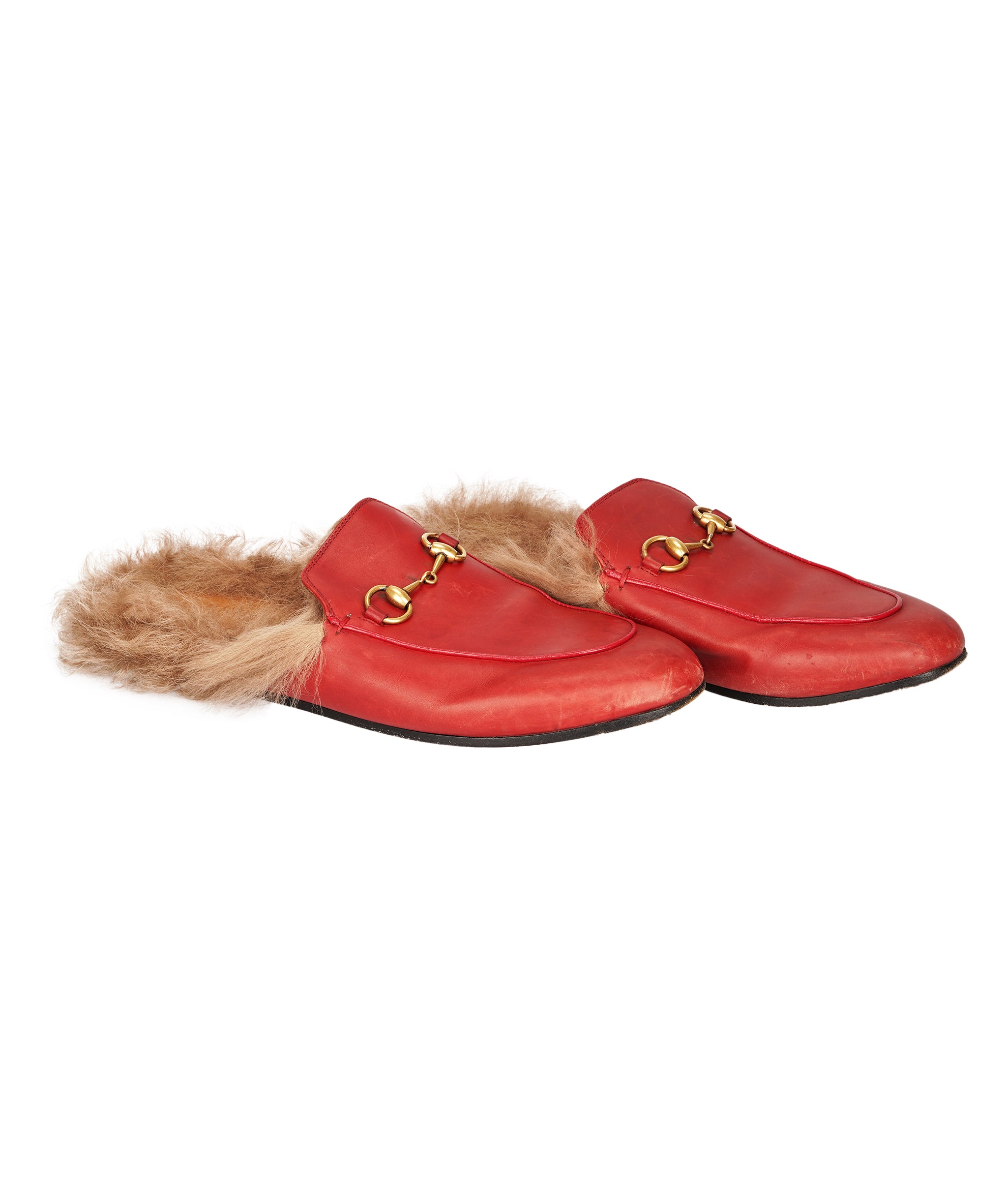 Gucci - princetown backless fur slip ons - red ALC4275
