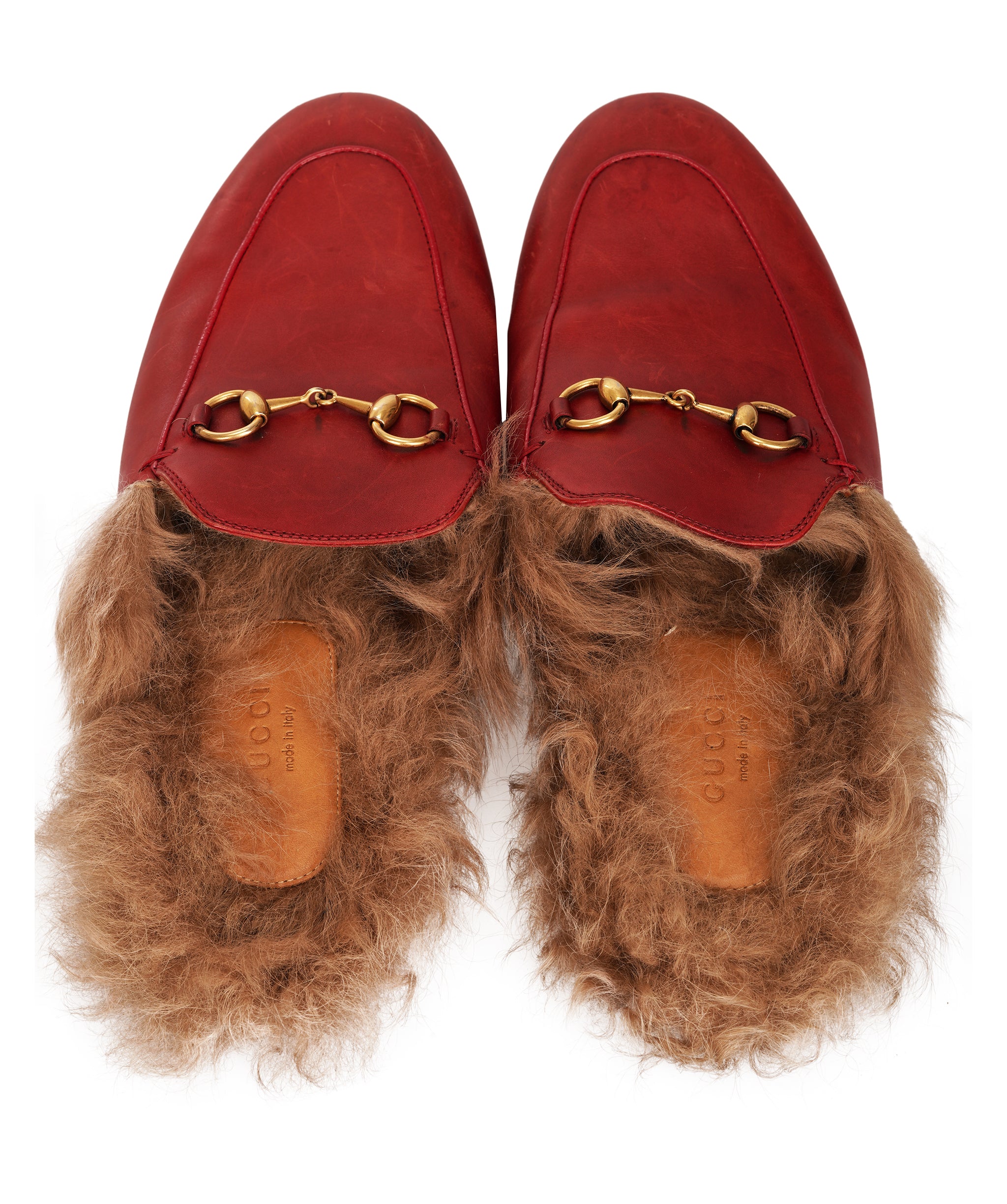Gucci - princetown backless fur slip ons - red ALC4275