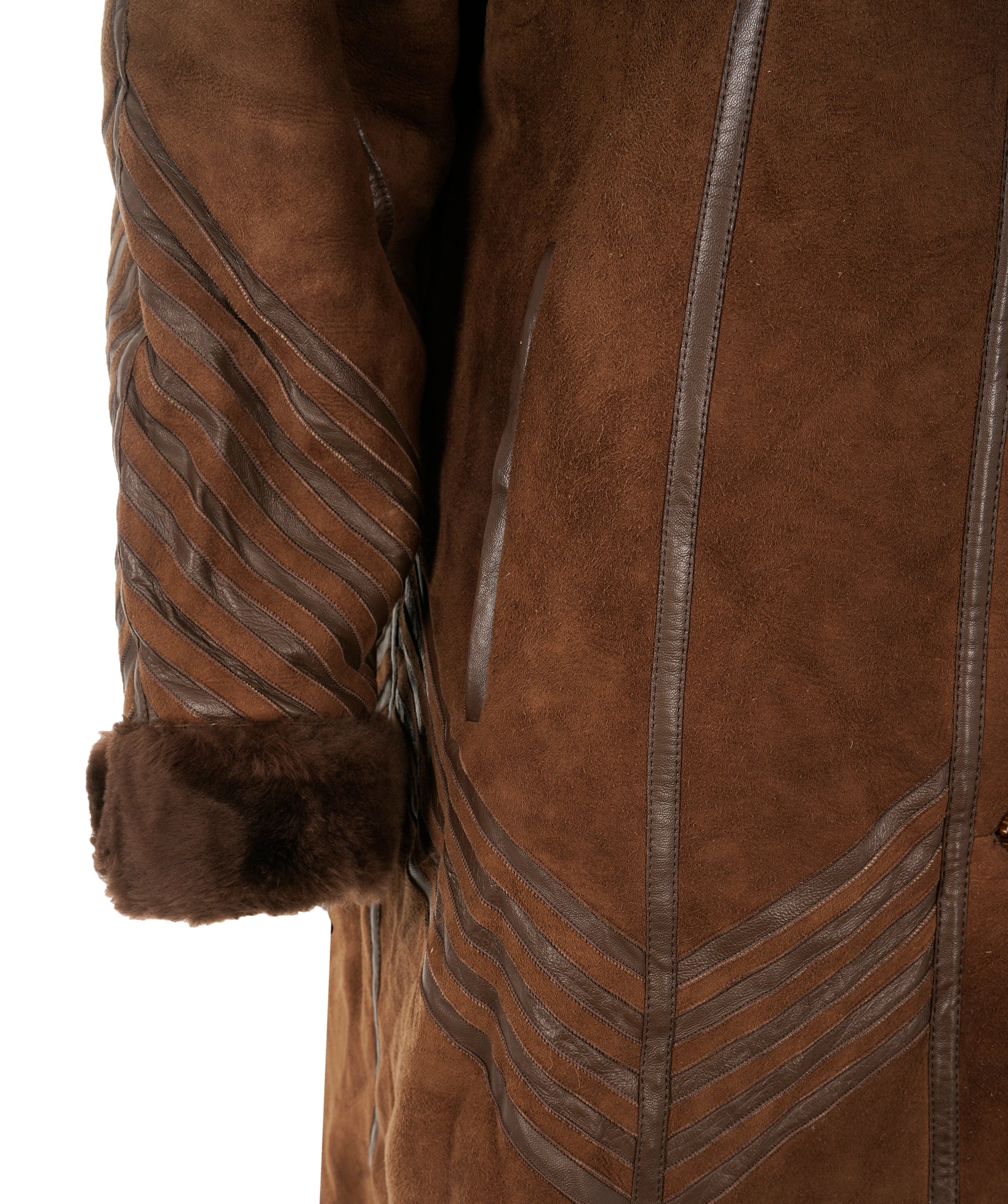 Vintage shearling brown long jacket  ABC1020