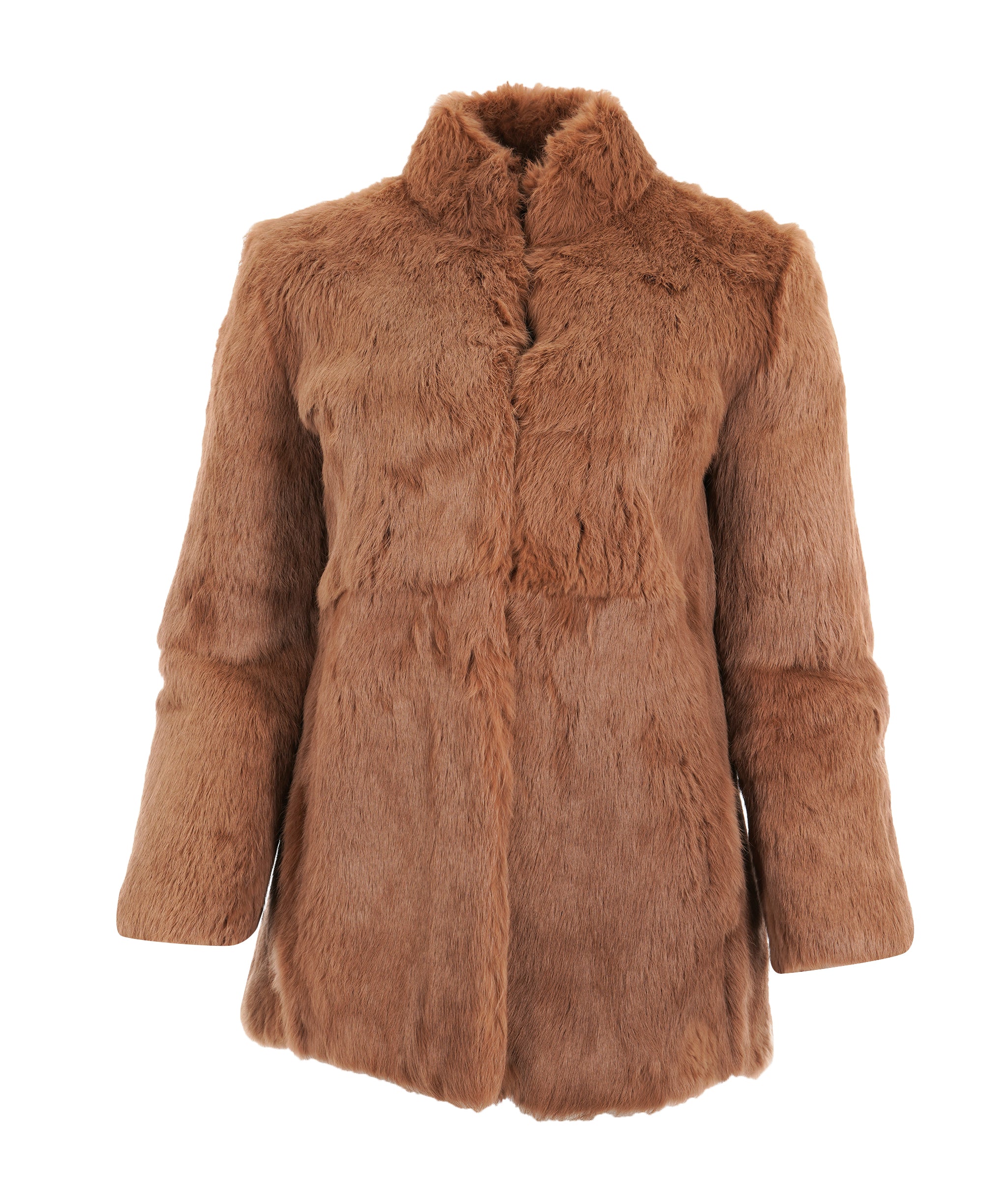 Vintage chesnut genuine rabbit fur coat ABC1015