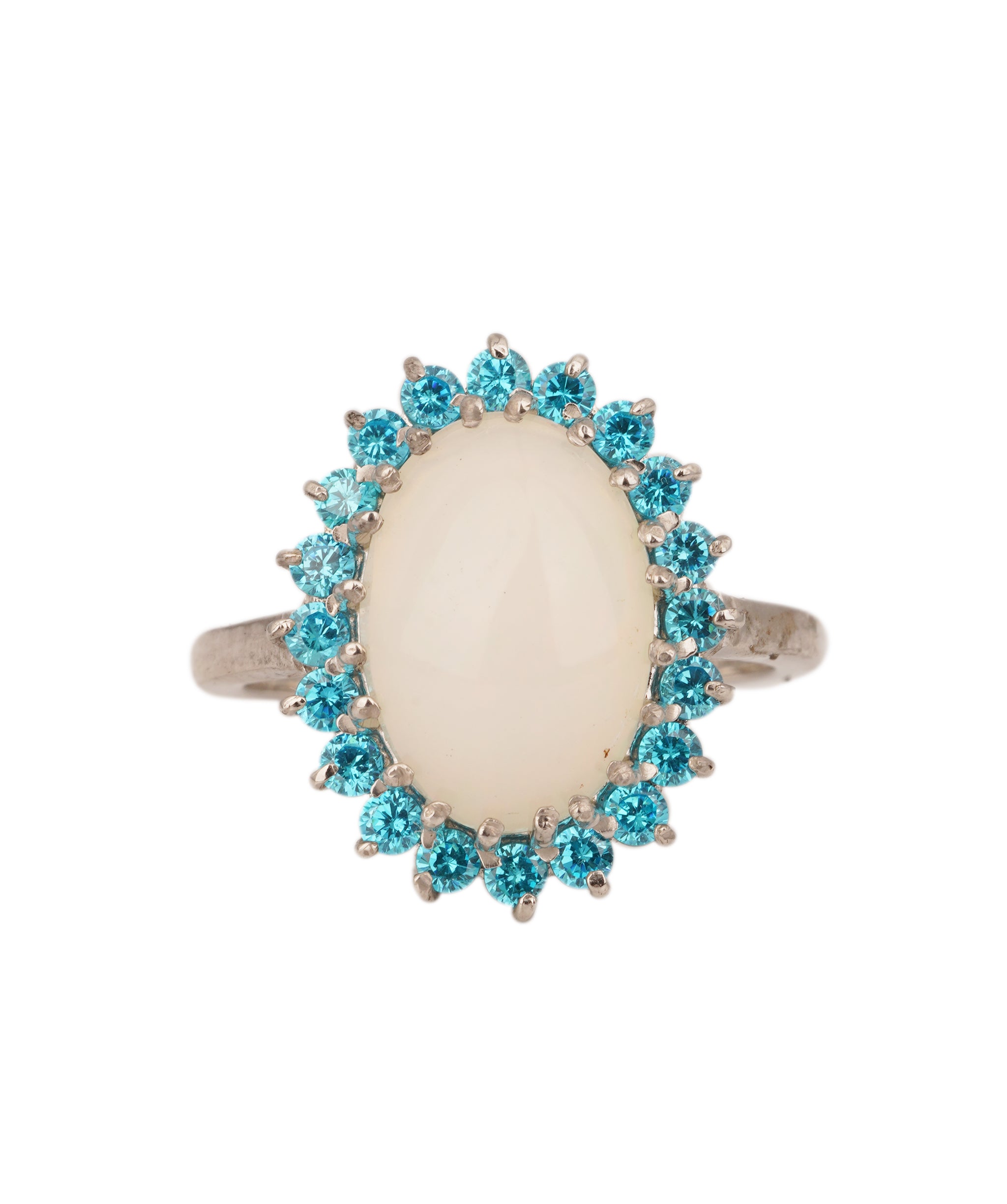 Natural Opal with Blue Topaz Art Deco Ring ANC1757