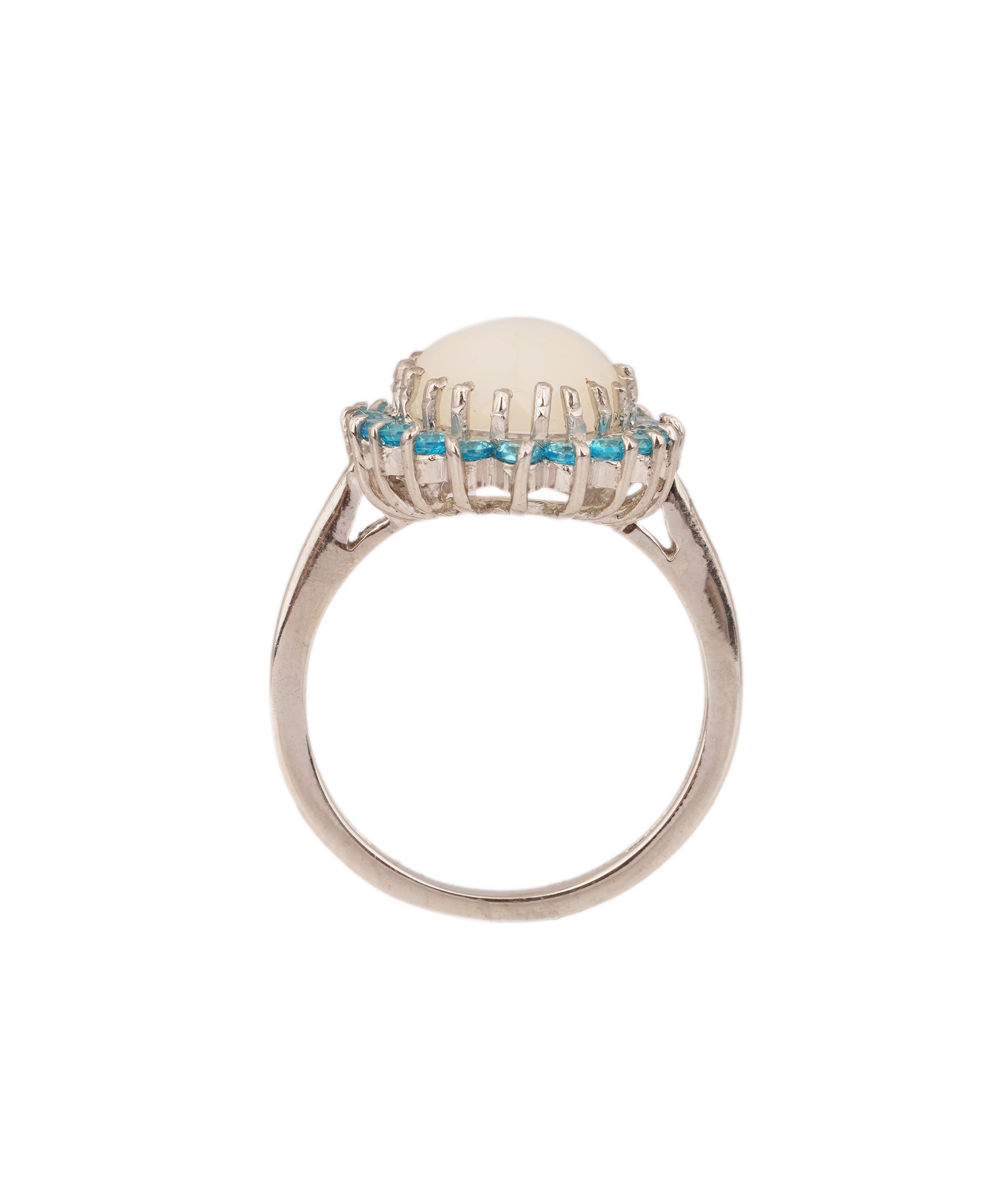 Natural Opal with Blue Topaz Art Deco Ring ANC1757