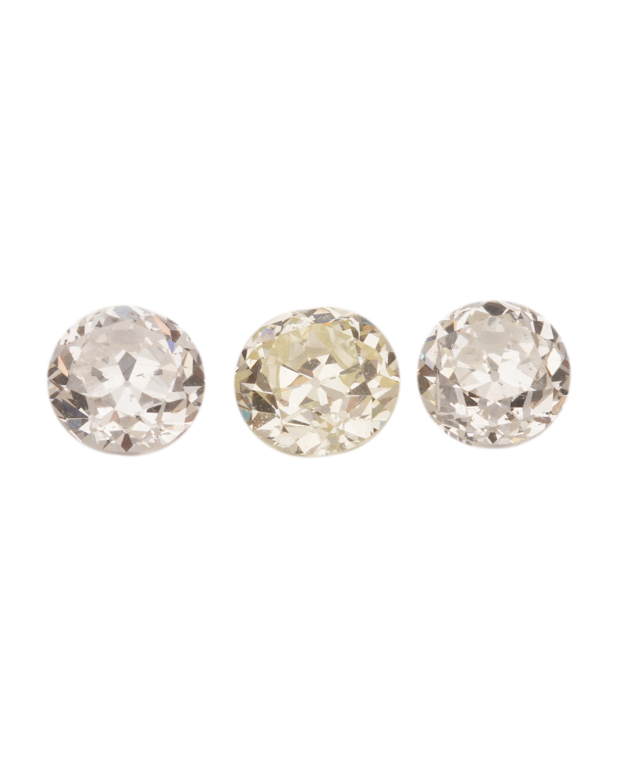 2.95CT OLD EUROPEAN CUT WHITE+FANCY YELLOW MIDDLE DIAMONDS FOR RING ANC1841